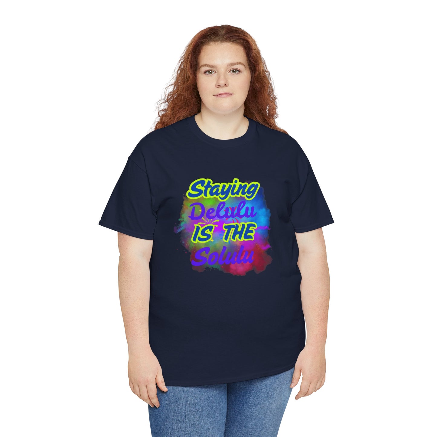 Colorful Staying Delulu Unisex Heavy Cotton Tee - Fun and Relaxed Vibe