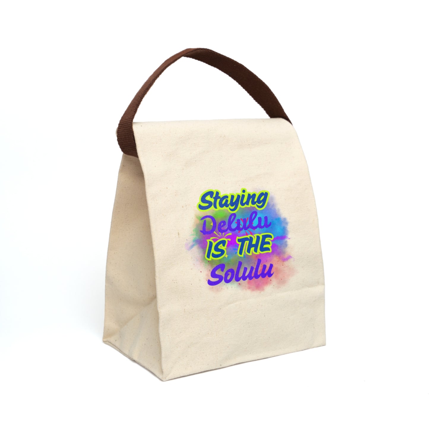 Vibrant Canvas Lunch Bag - 'Staying Delulu is the Solulu' Design