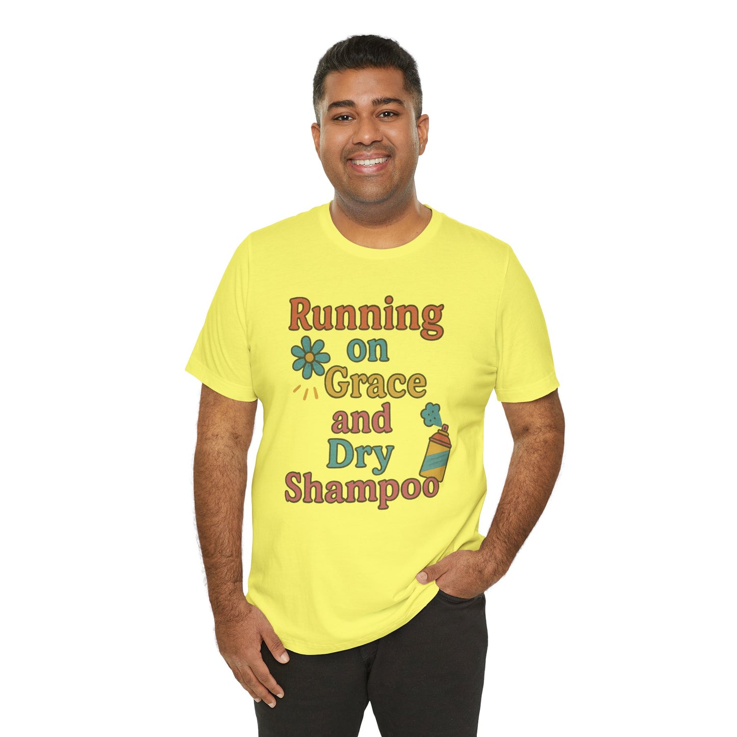 Running on Grace and Dry Shampoo Tee, Funny T-Shirt for Moms, Comfortable Everyday Wear, Gift for Hair Lovers, Trendy Casual Style