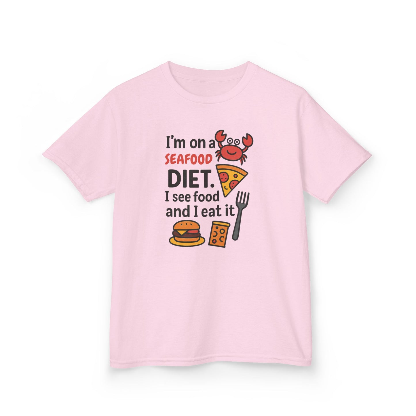 Kids Seafood Diet Tee - Fun Humor Shirt for Seafood Lovers, Birthday Gift, Cute Graphic T-Shirt, Children's Casual Wear, Party Outfit