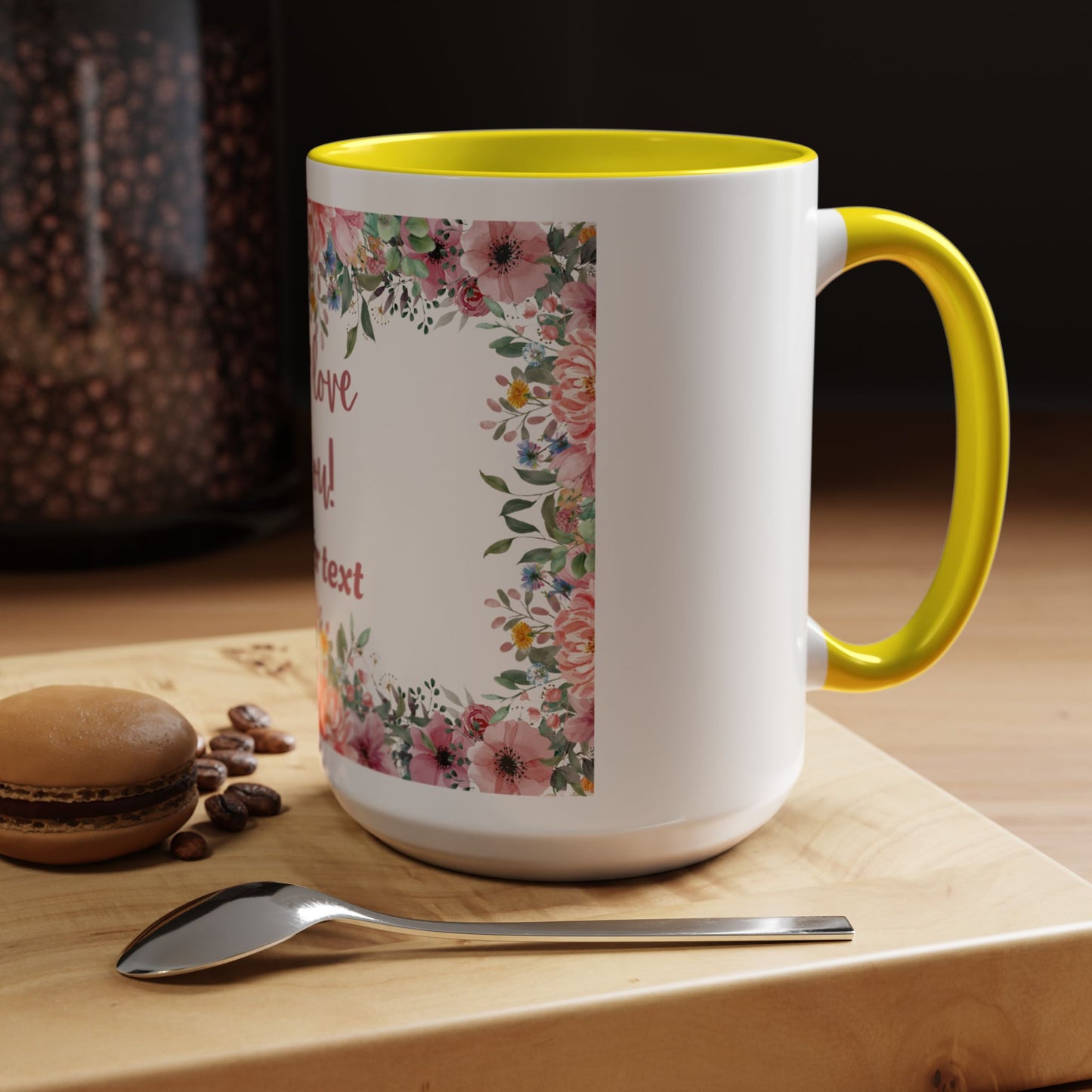 Floral Accent Coffee Mug - "We Love You!" Personalized Gift