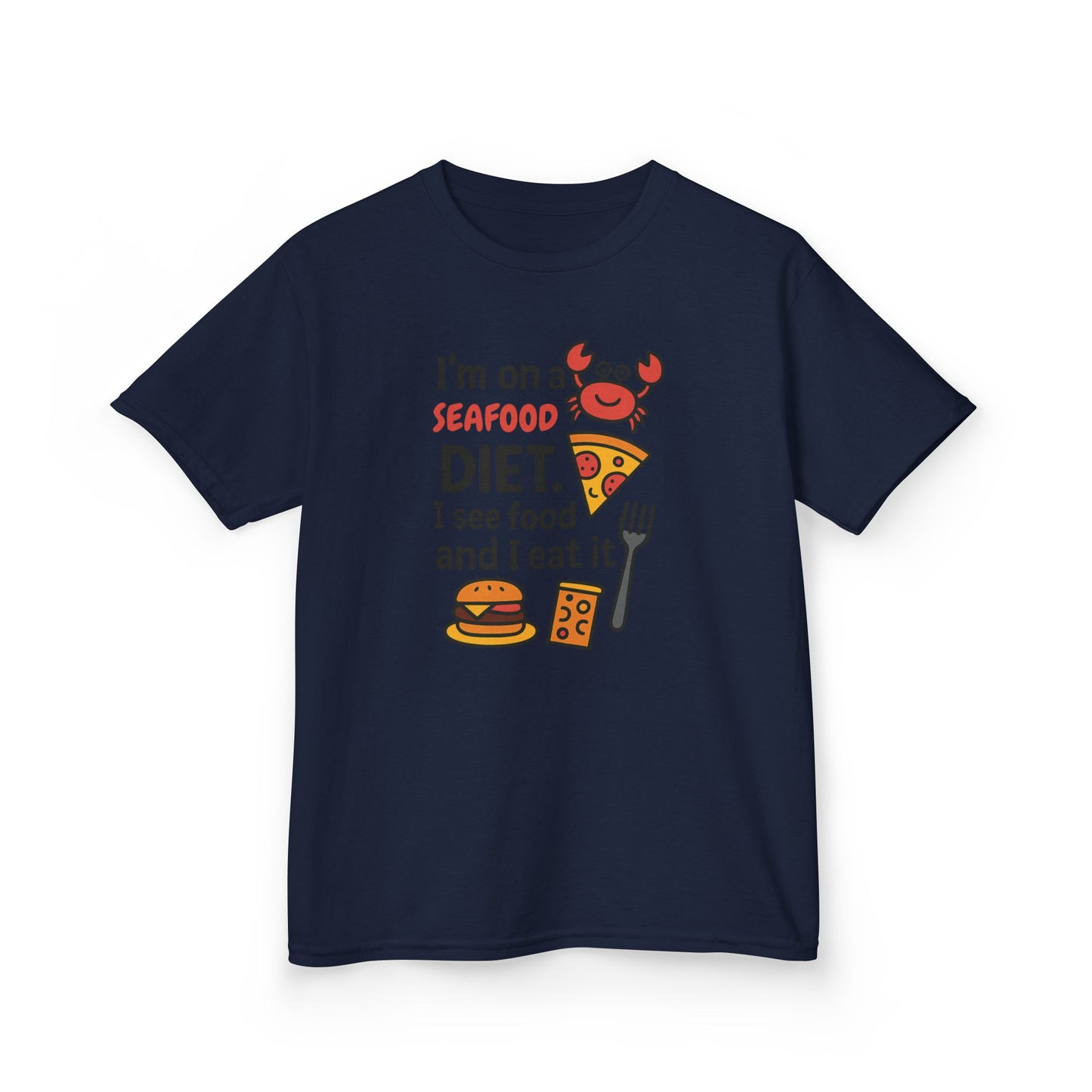 Kids Seafood Diet Tee - Fun Humor Shirt for Seafood Lovers, Birthday Gift, Cute Graphic T-Shirt, Children's Casual Wear, Party Outfit