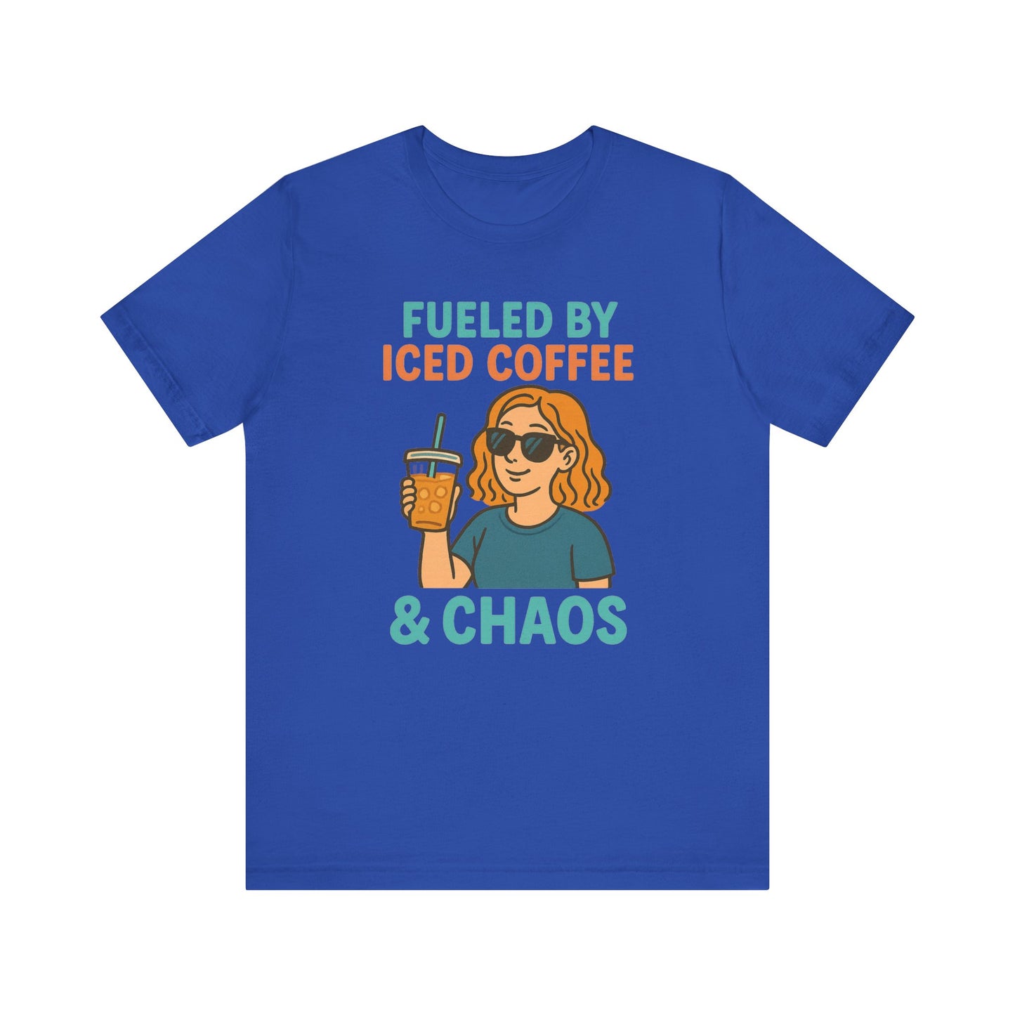 Fueled by Iced Coffee Unisex Tee, Summer Vibe Shirt, Coffee Lover Gift, Casual Wear, Gift for Friends, Funny Graphic Tee