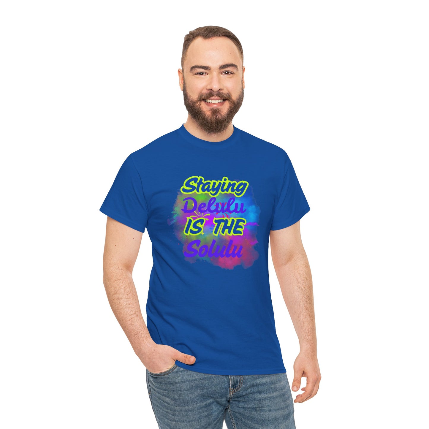 Colorful Staying Delulu Unisex Heavy Cotton Tee - Fun and Relaxed Vibe