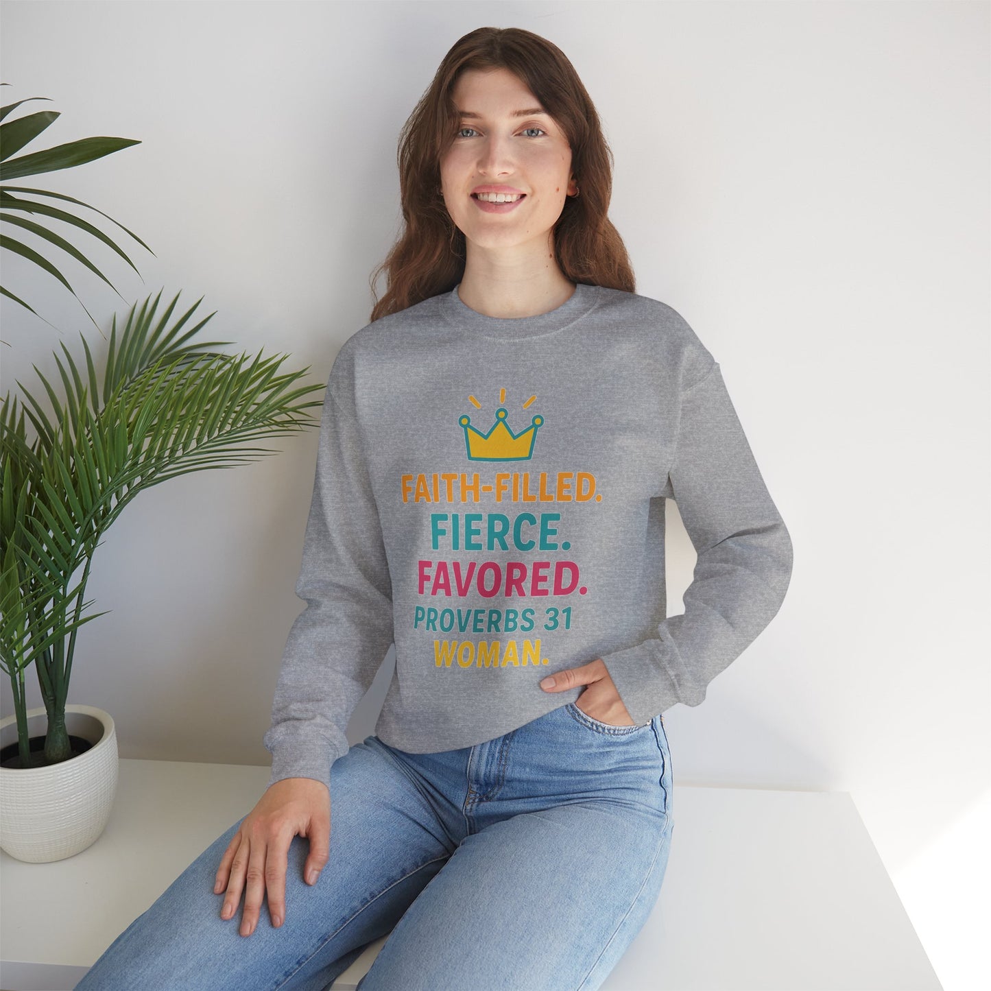 Faith-Filled Proverbs 31 Woman Sweatshirt, Inspirational Crewneck, Motivational Apparel, Christian Gift, Faith-Based Clothing