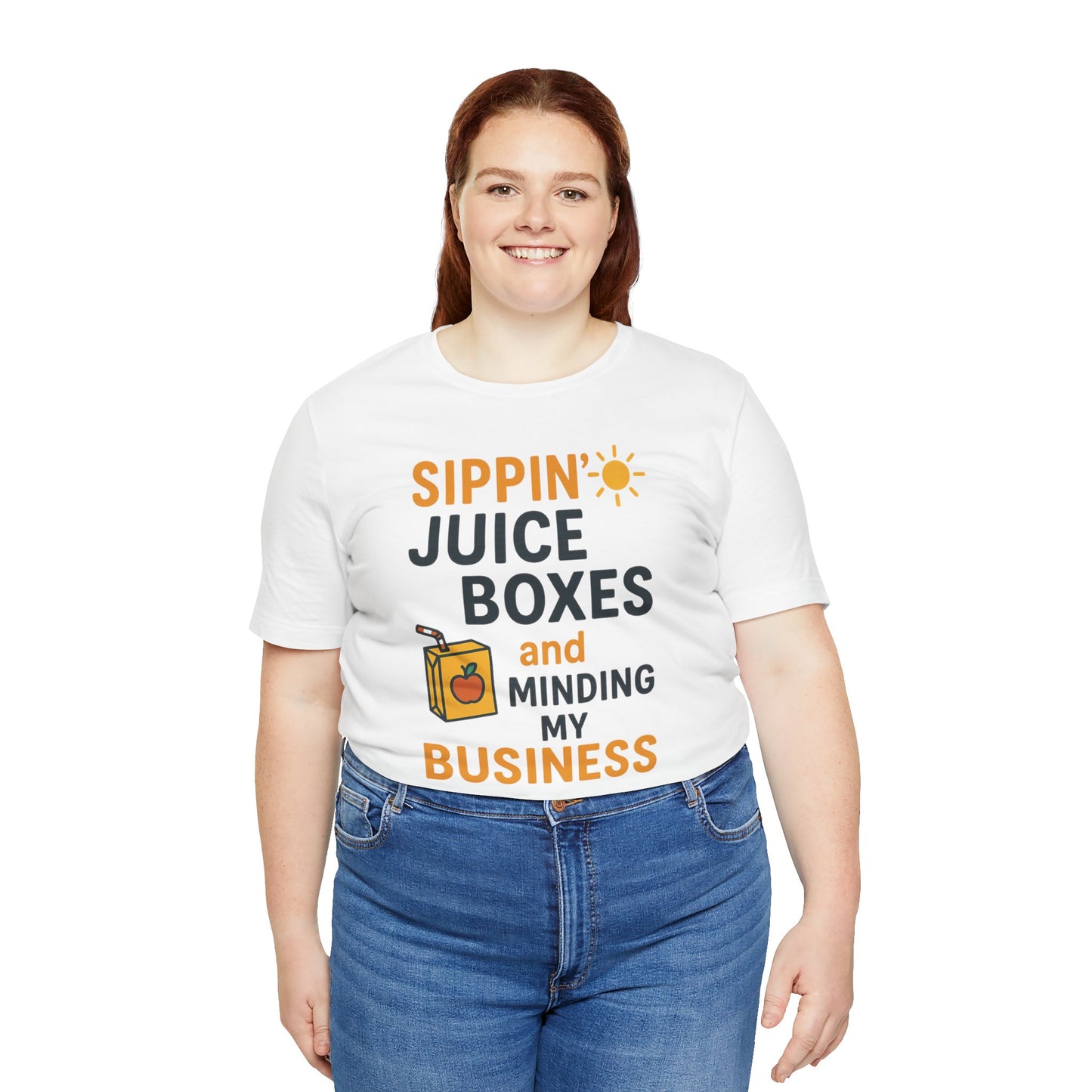 Sippin' Juice Boxes Graphic Tee, Fun Summer Shirt, Cute Gift for Kids, Playful Family Outing Top, Refreshing Summer Attire