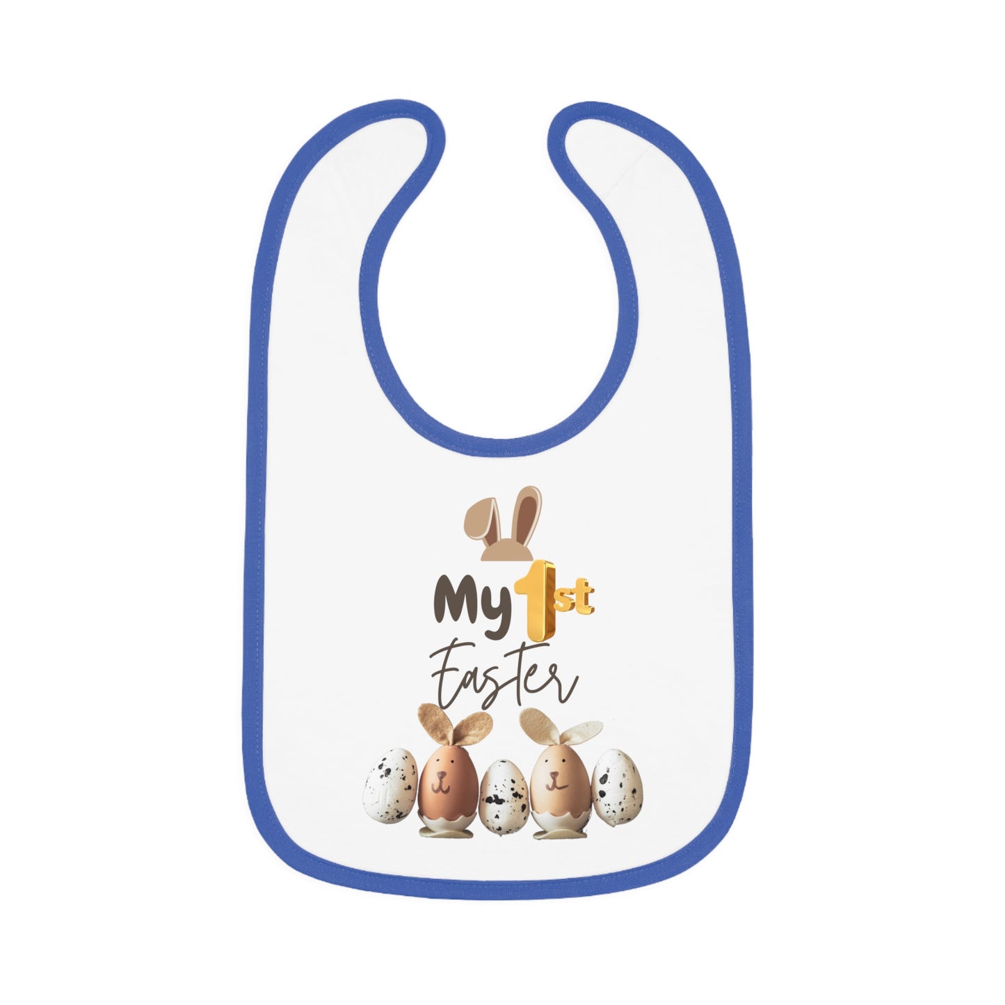 My 1st Easter Baby Bib - Cute Contrast Trim Jersey Bib for Newborns