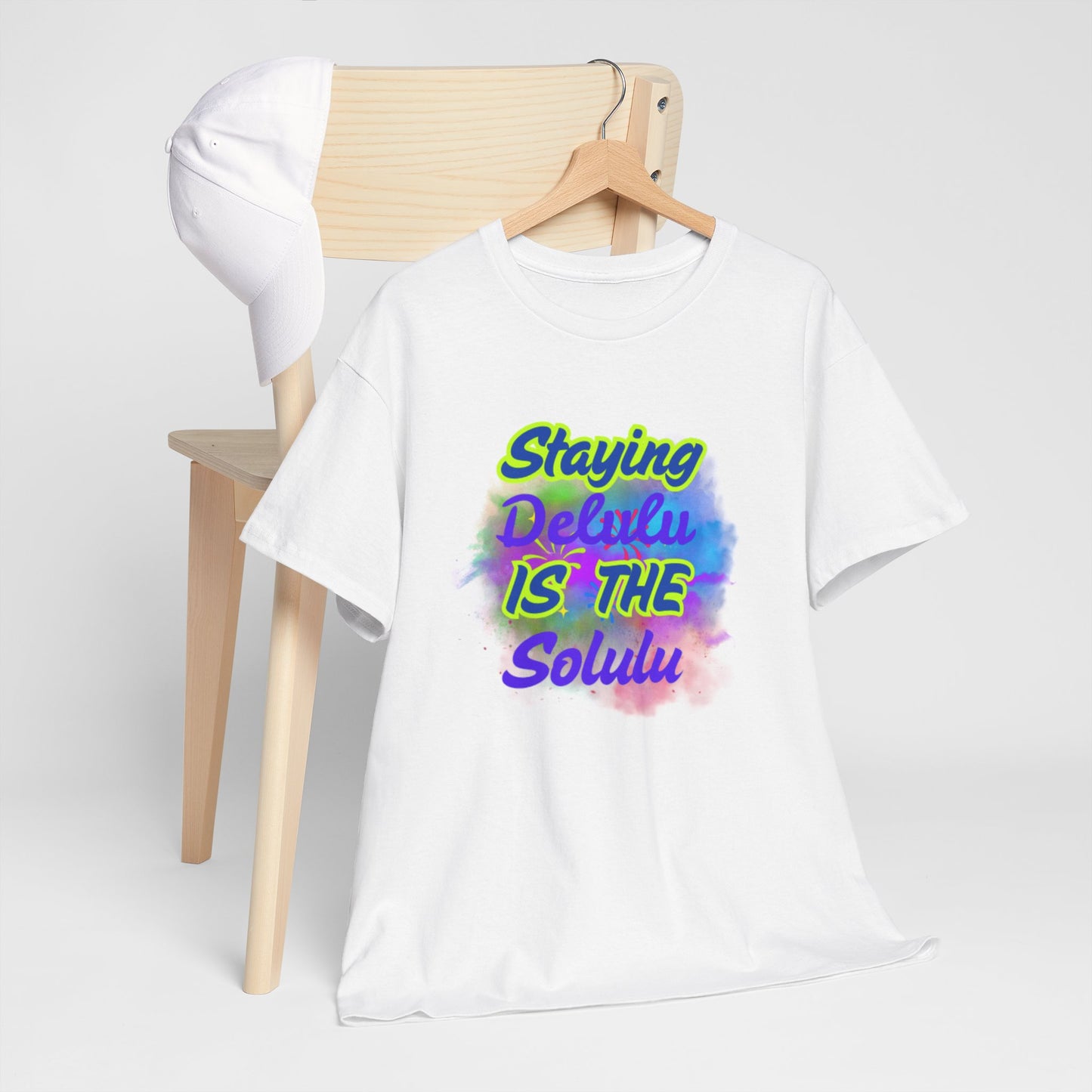 Colorful Staying Delulu Unisex Heavy Cotton Tee - Fun and Relaxed Vibe
