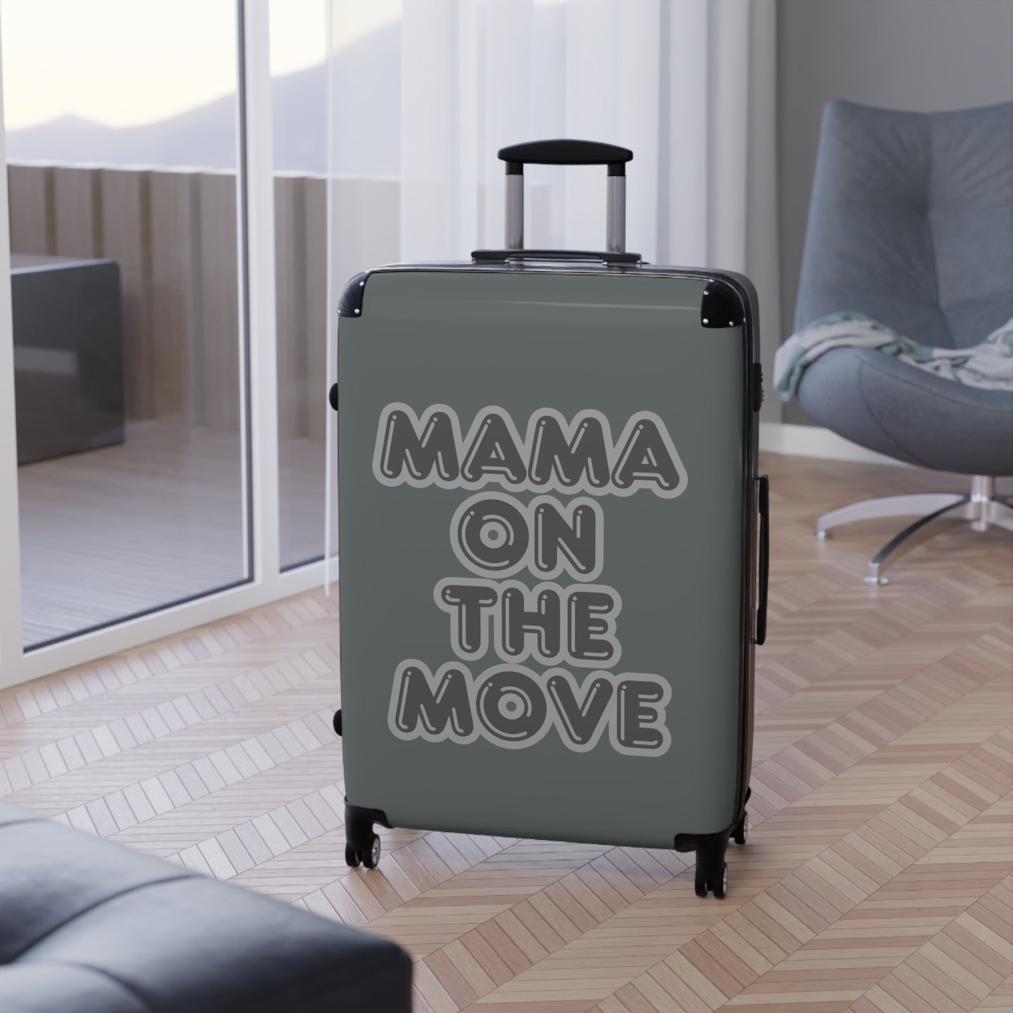 Grey Mama On The Move Suitcase - Stylish Travel Luggage for Busy Moms