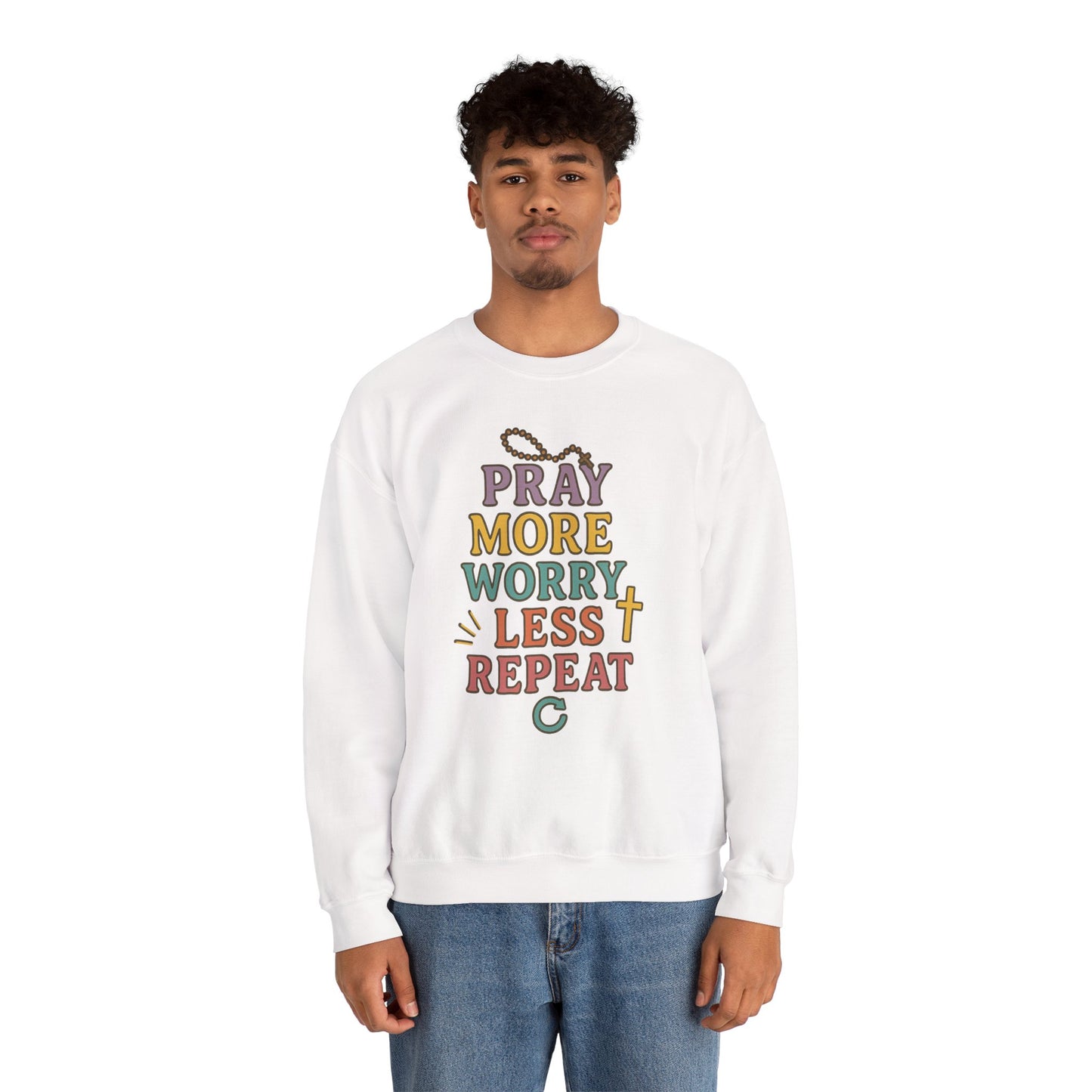 Faith-Inspired Crewneck Sweatshirt - Pray More Worry Less, Cozy Gift for Family, Religious Apparel, Inspirational Sweatshirt, Perfect [...]