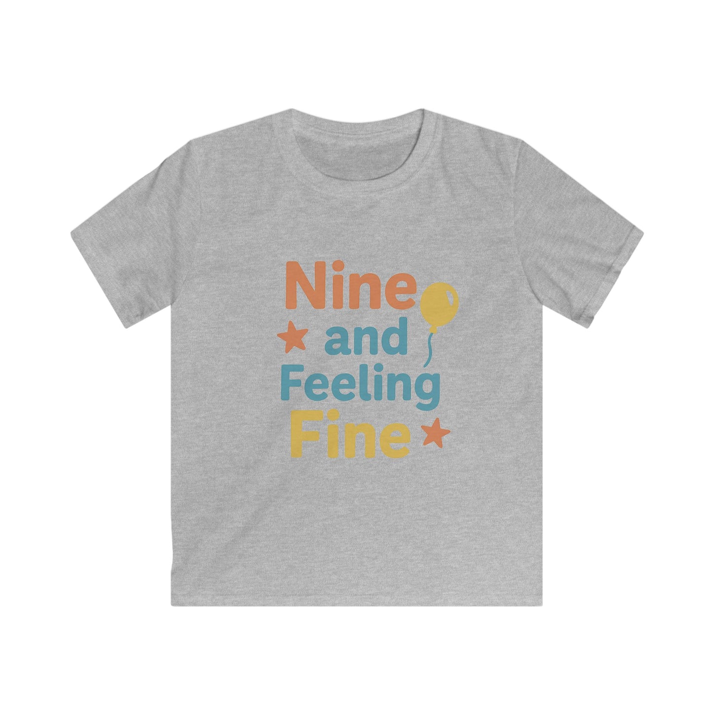 Birthday Celebration Kids Tee, Nine and Feeling Fine Shirt, Birthday Gift, Kids Apparel, Fun Casual Wear, Summer T-Shirt, Youth Tee