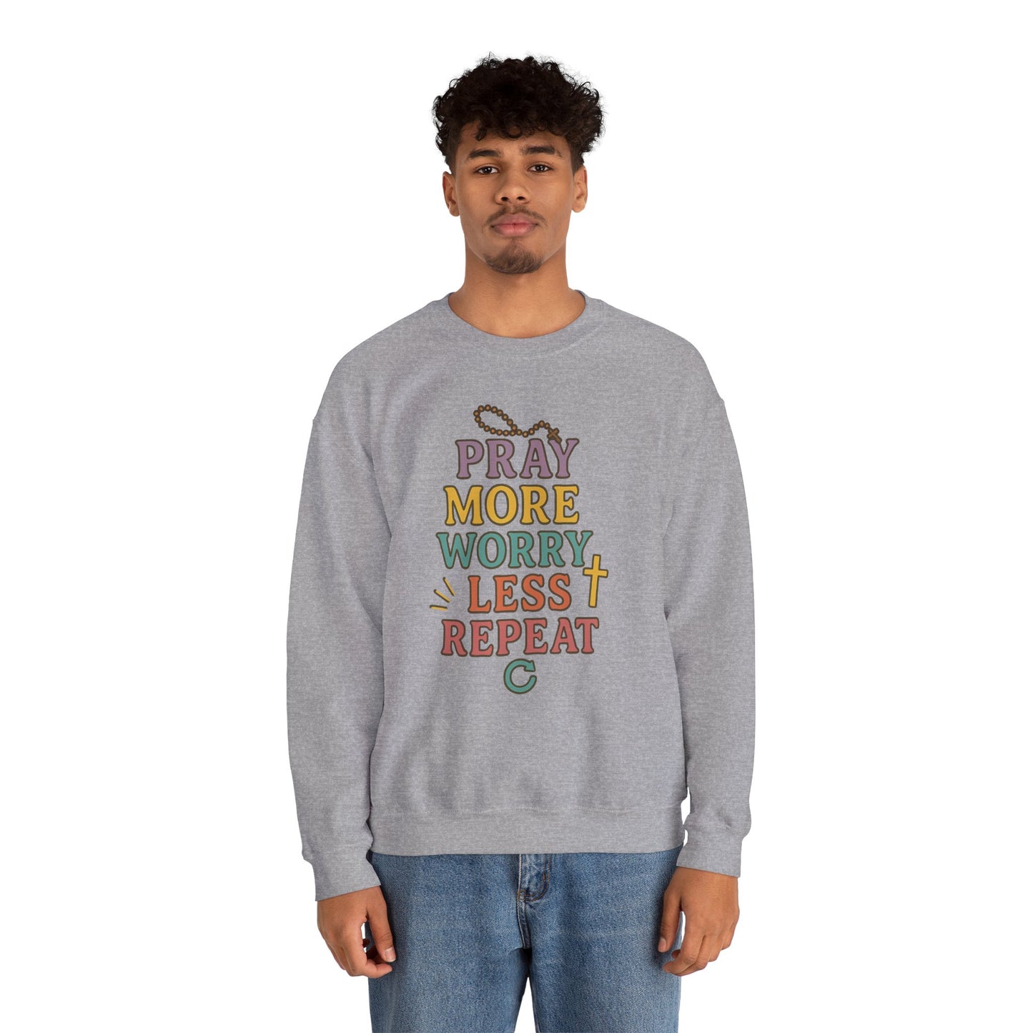 Faith-Inspired Crewneck Sweatshirt - Pray More Worry Less, Cozy Gift for Family, Religious Apparel, Inspirational Sweatshirt, Perfect [...]