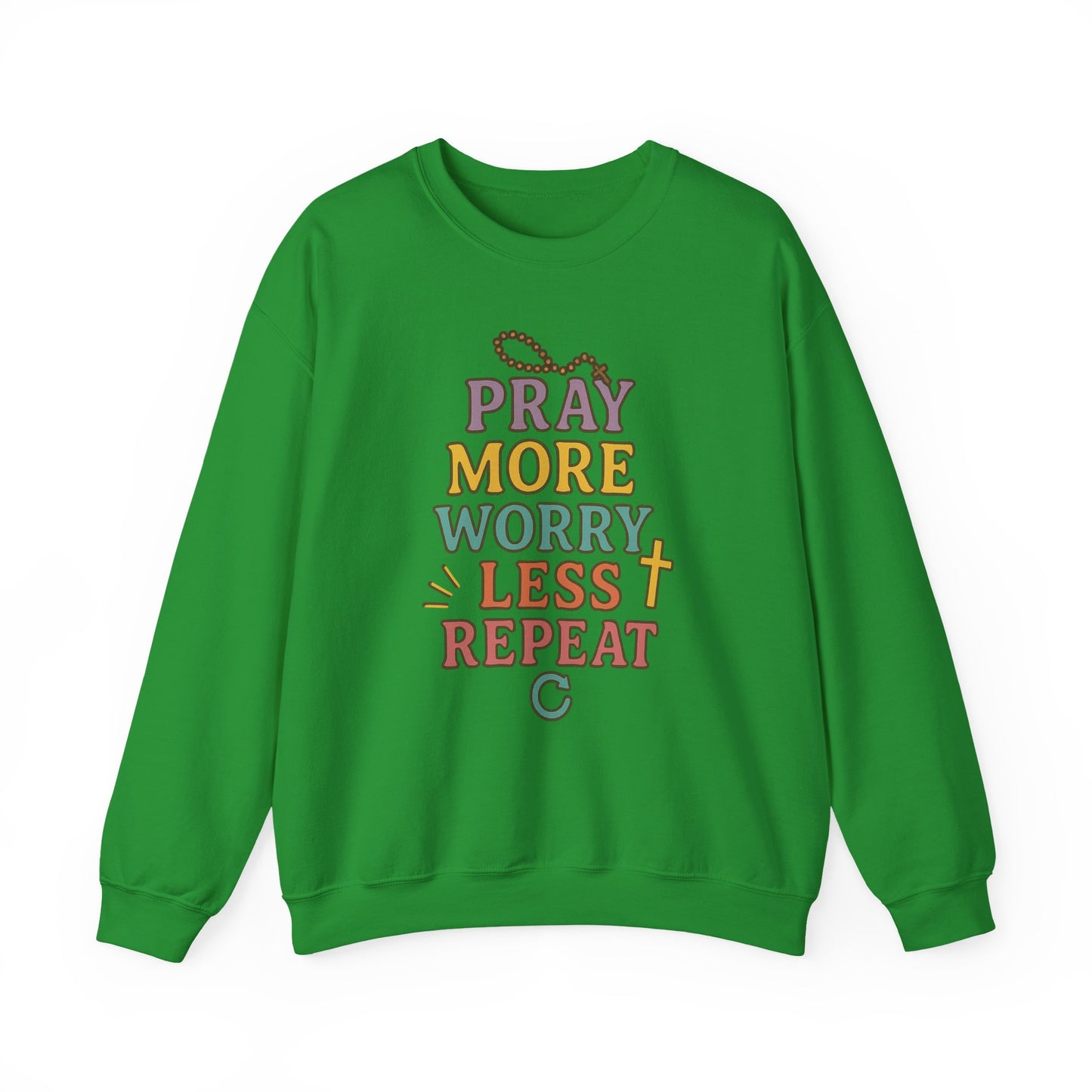 Faith-Inspired Crewneck Sweatshirt - Pray More Worry Less, Cozy Gift for Family, Religious Apparel, Inspirational Sweatshirt, Perfect [...]
