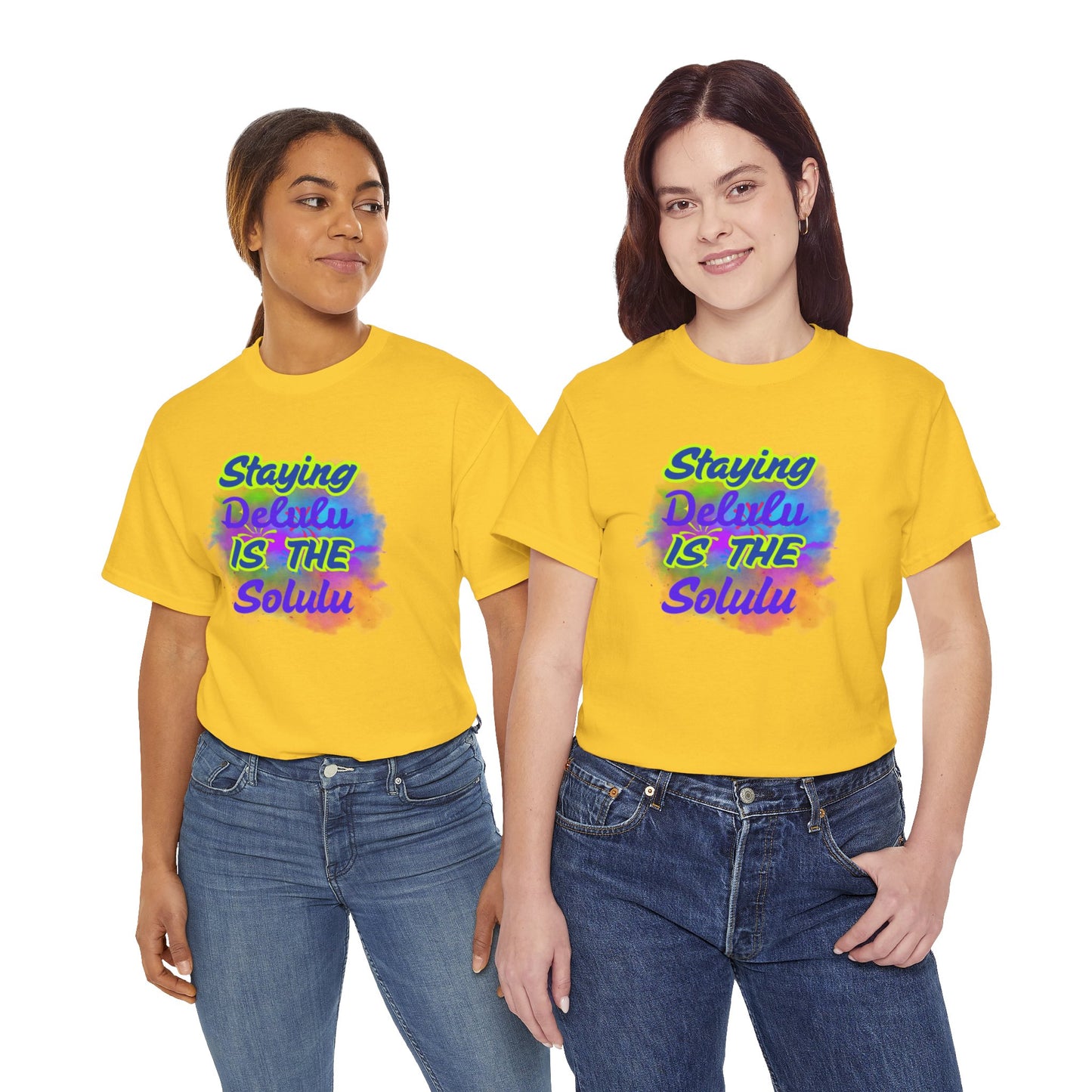 Colorful Staying Delulu Unisex Heavy Cotton Tee - Fun and Relaxed Vibe