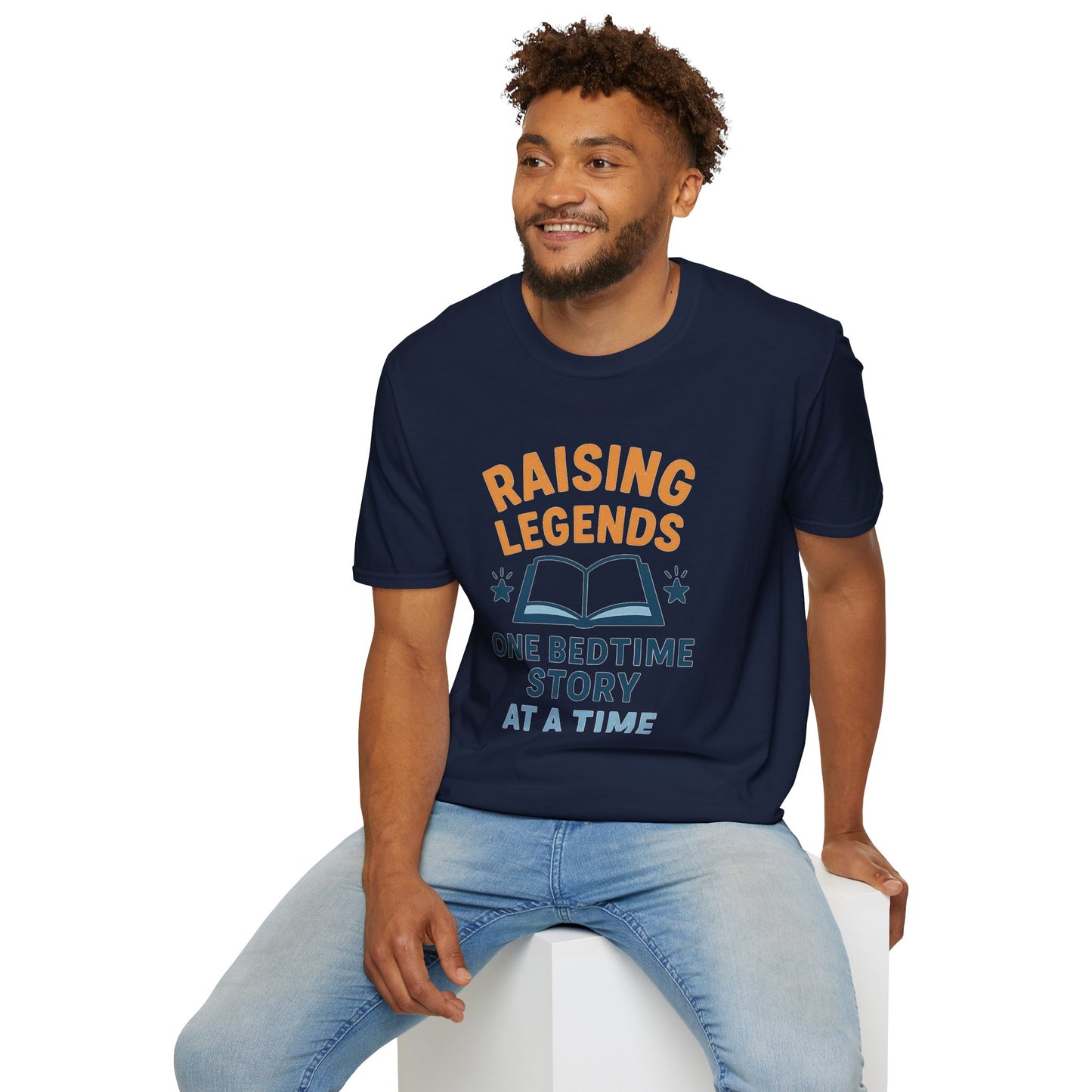 Raising Legends Bedtime Story T-Shirt, Unisex Softstyle Tee for Parents, Gift for Baby Showers, Kids' Birthdays, Cozy Casual Wear