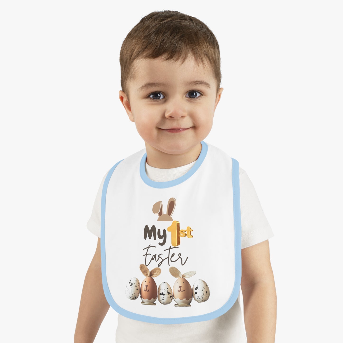 My 1st Easter Baby Bib - Cute Contrast Trim Jersey Bib for Newborns