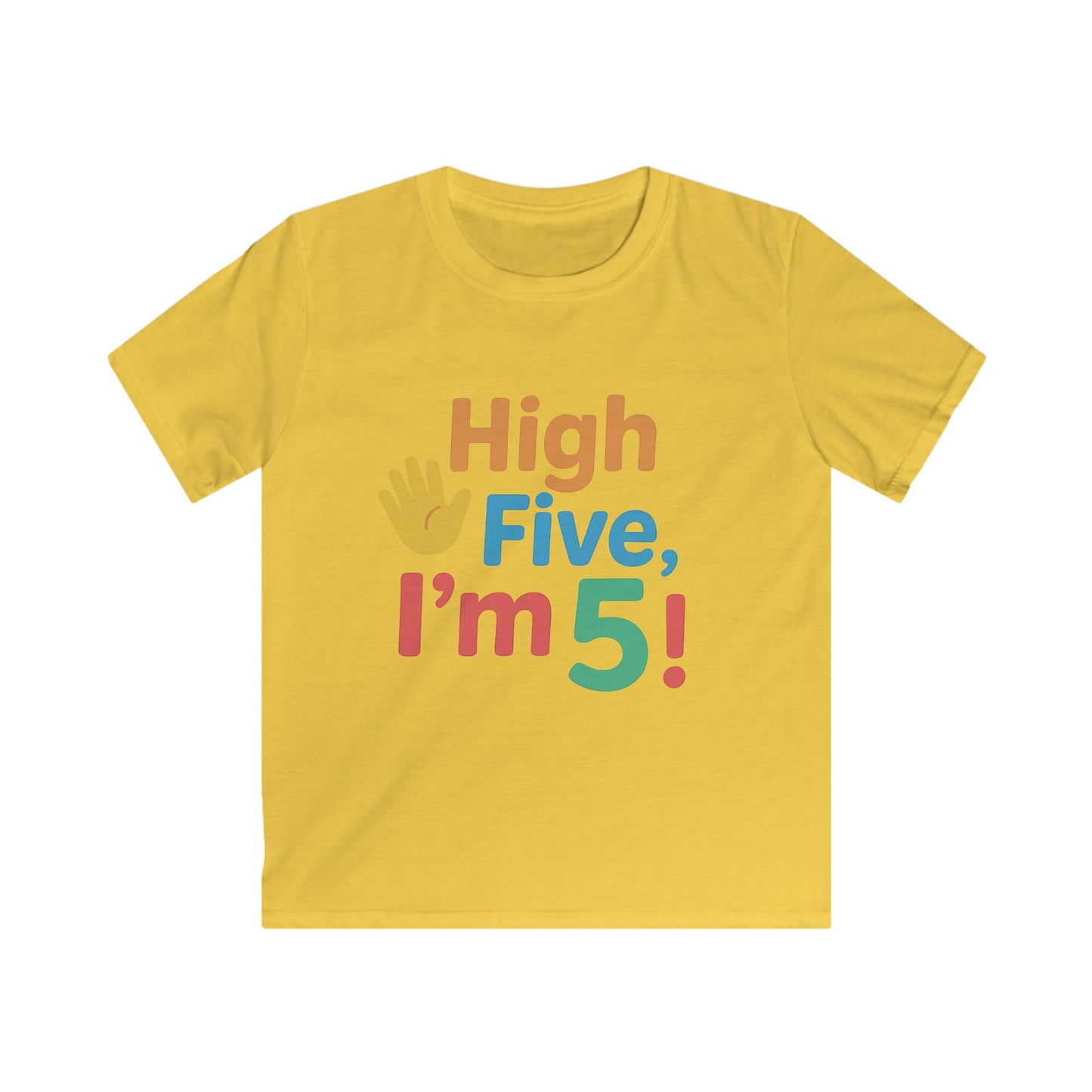 High Five Kids Tee, Birthday Shirt, Children's T-Shirt, Fun Kids Clothing, Playful Tee for Kids, Gift for 5-Year-Old