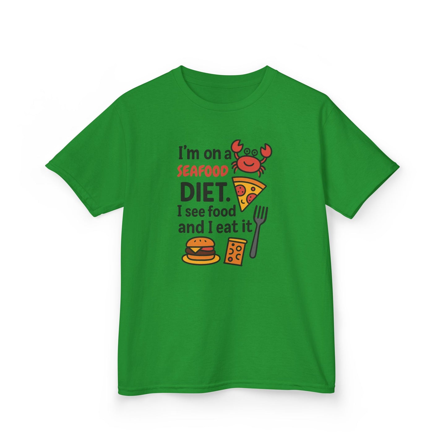 Kids Seafood Diet Tee - Fun Humor Shirt for Seafood Lovers, Birthday Gift, Cute Graphic T-Shirt, Children's Casual Wear, Party Outfit