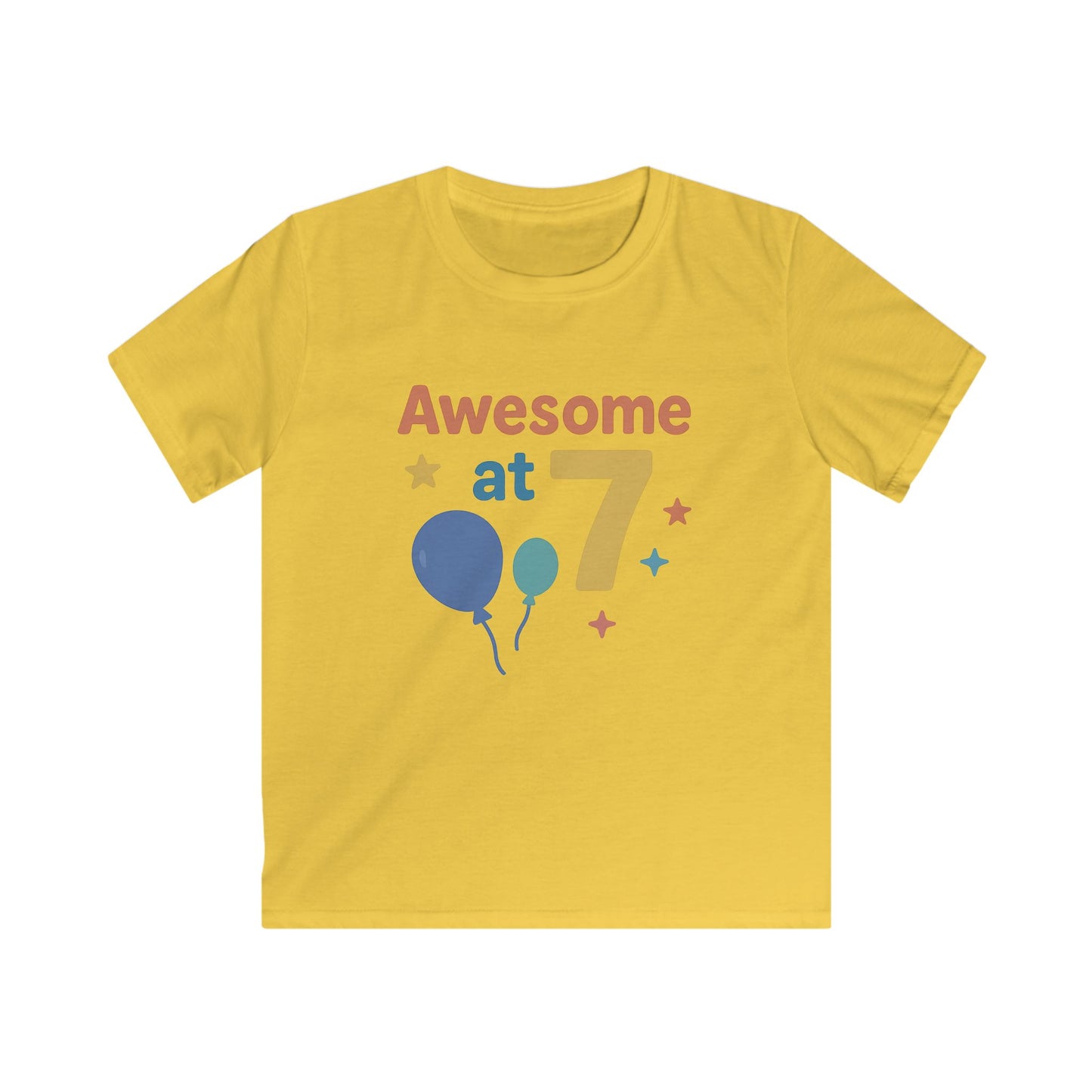 Kids Birthday T-Shirt, Awesome at 7 Tee, Birthday Celebration Shirt, Gift for Kids, Fun Casual Wear