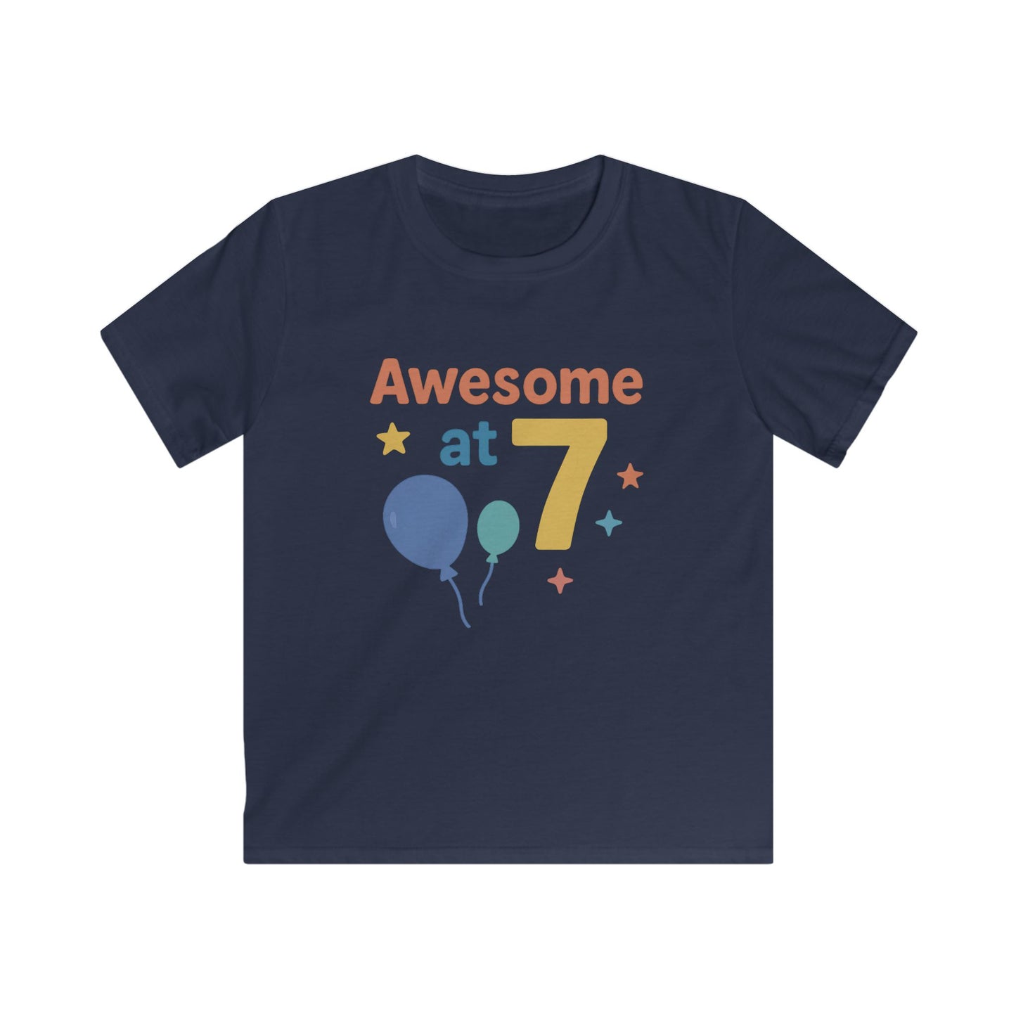 Kids Birthday T-Shirt, Awesome at 7 Tee, Birthday Celebration Shirt, Gift for Kids, Fun Casual Wear