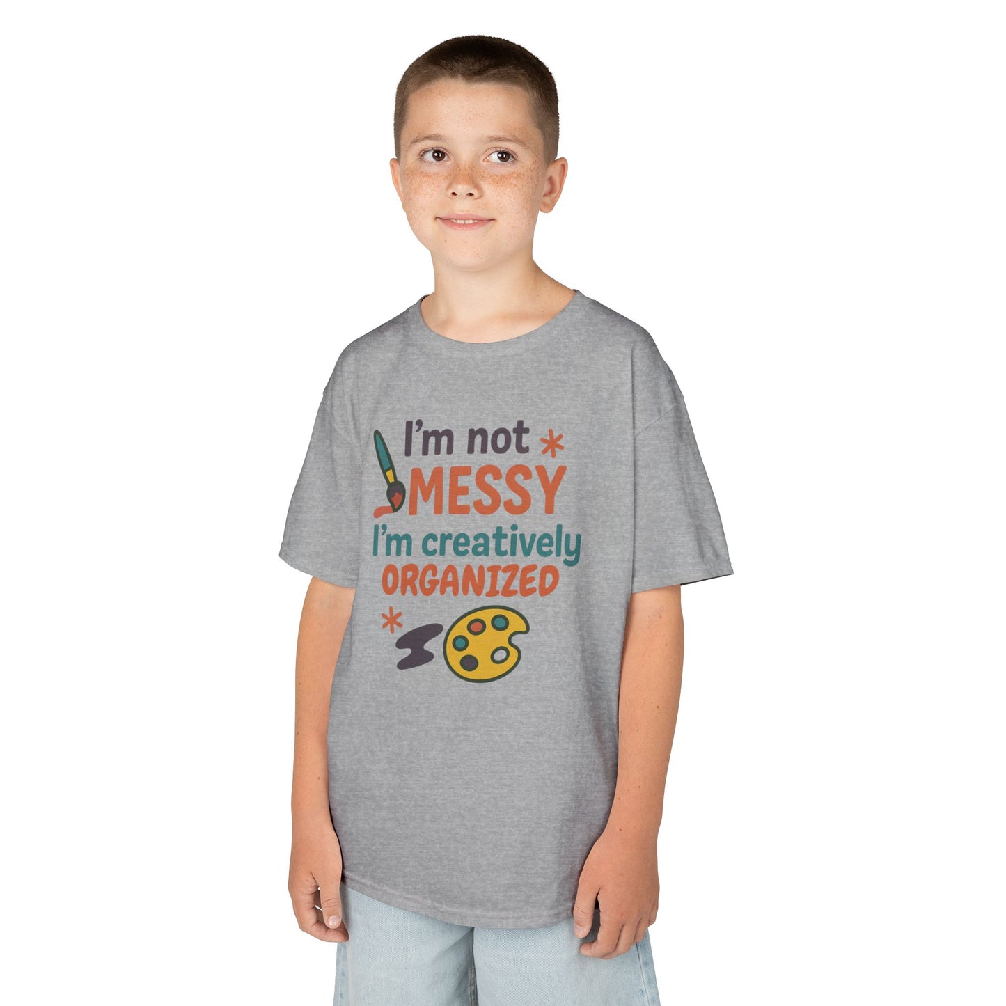 Creative Kids Tee - I'm Not Messy I'm Creatively Organized, Fun Gift for Artsy Kids, Birthday, Art Lovers, Playful Kids, Creative Apparel