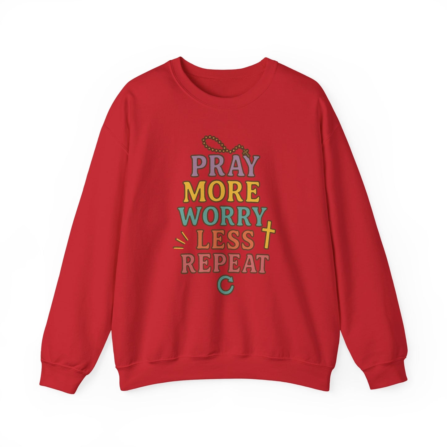 Faith-Inspired Crewneck Sweatshirt - Pray More Worry Less, Cozy Gift for Family, Religious Apparel, Inspirational Sweatshirt, Perfect [...]