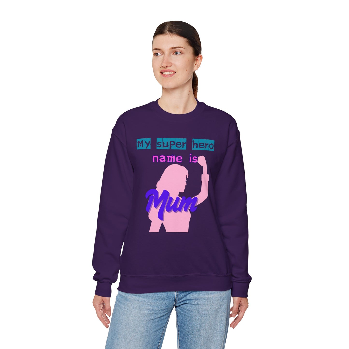 My Superhero Mum Sweatshirt, Cozy Unisex Crewneck, Gift for Moms, Mother's Day, Comfortable Everyday Wear