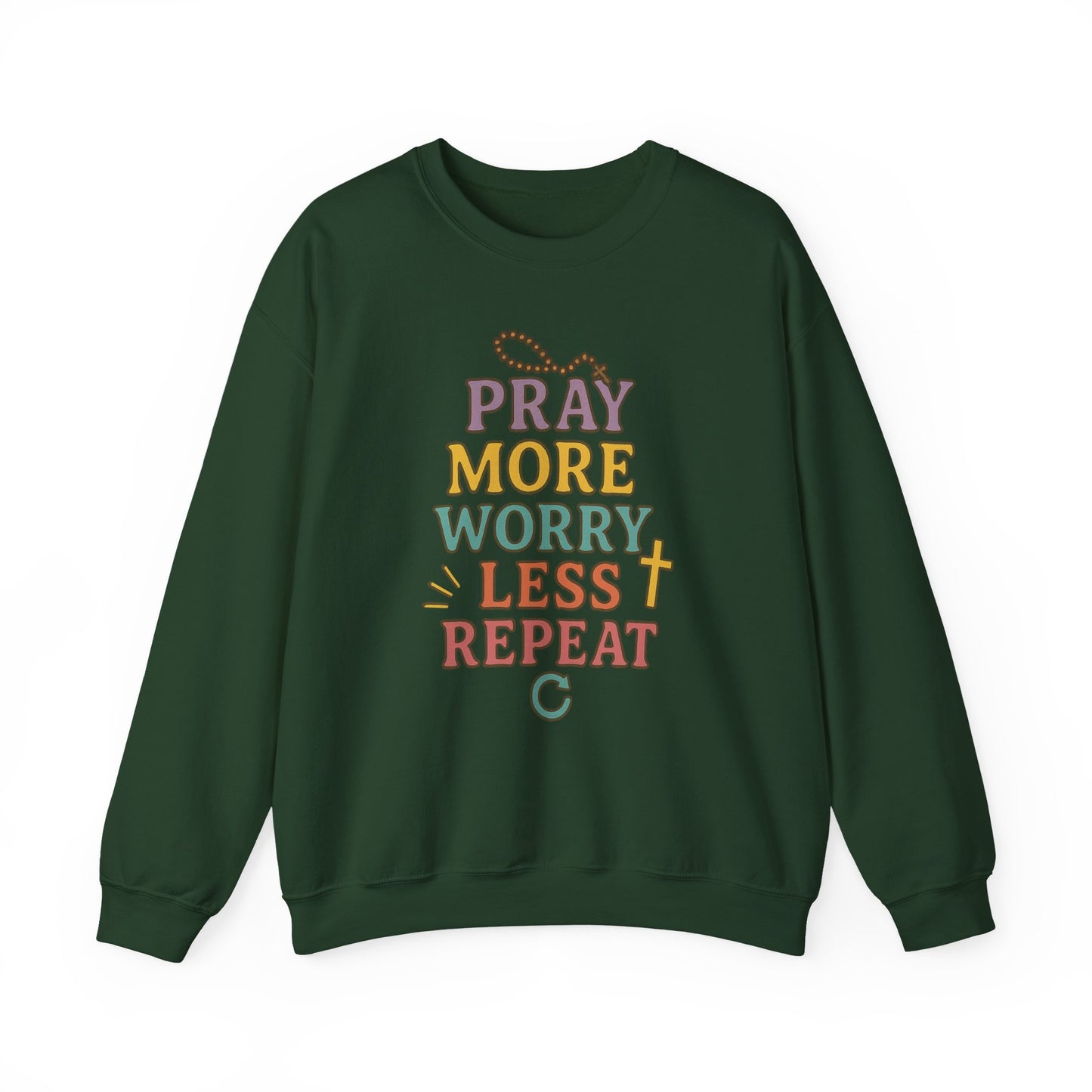 Faith-Inspired Crewneck Sweatshirt - Pray More Worry Less, Cozy Gift for Family, Religious Apparel, Inspirational Sweatshirt, Perfect [...]