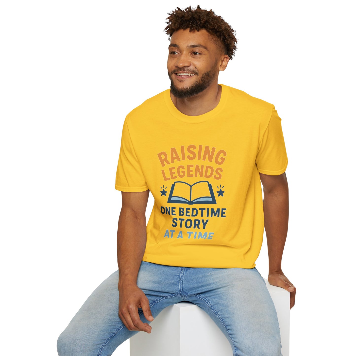 Raising Legends Bedtime Story T-Shirt, Unisex Softstyle Tee for Parents, Gift for Baby Showers, Kids' Birthdays, Cozy Casual Wear