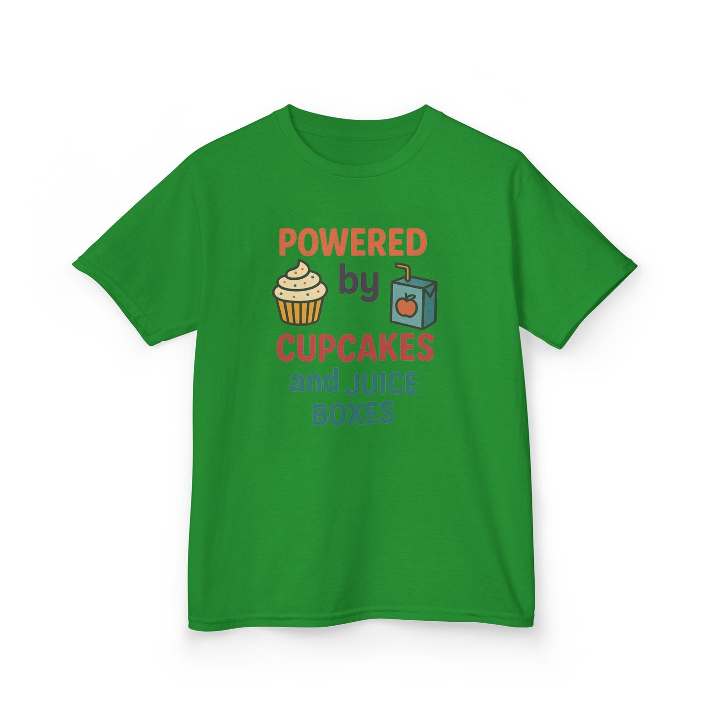 Powered by Cupcakes Kids Tee, Funny Kids T-Shirt, Cute Gift for Birthdays, Playdate Outfit, Cupcake Lover Apparel