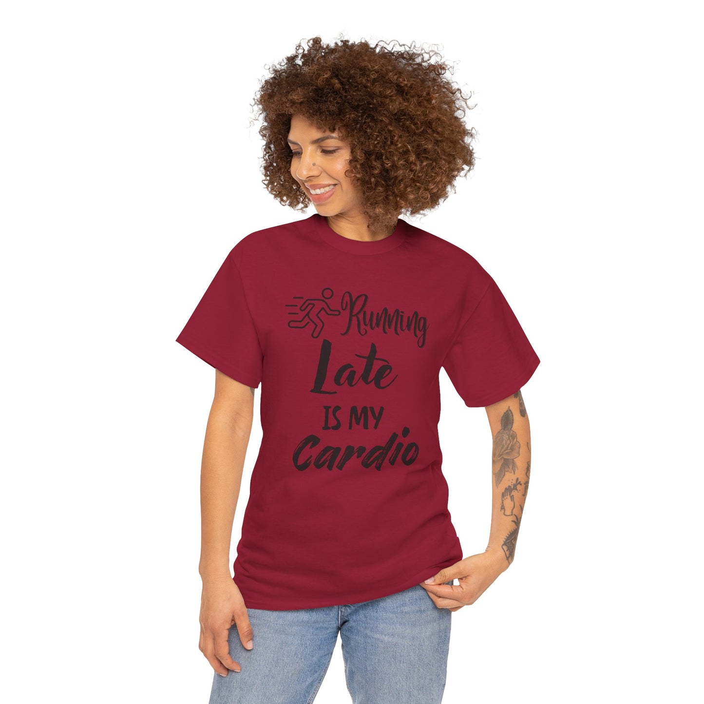 Running Late Is My Cardio Unisex Heavy Cotton Tee