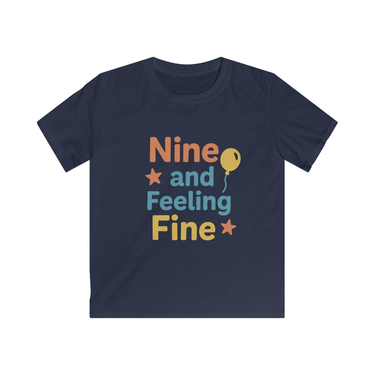 Birthday Celebration Kids Tee, Nine and Feeling Fine Shirt, Birthday Gift, Kids Apparel, Fun Casual Wear, Summer T-Shirt, Youth Tee