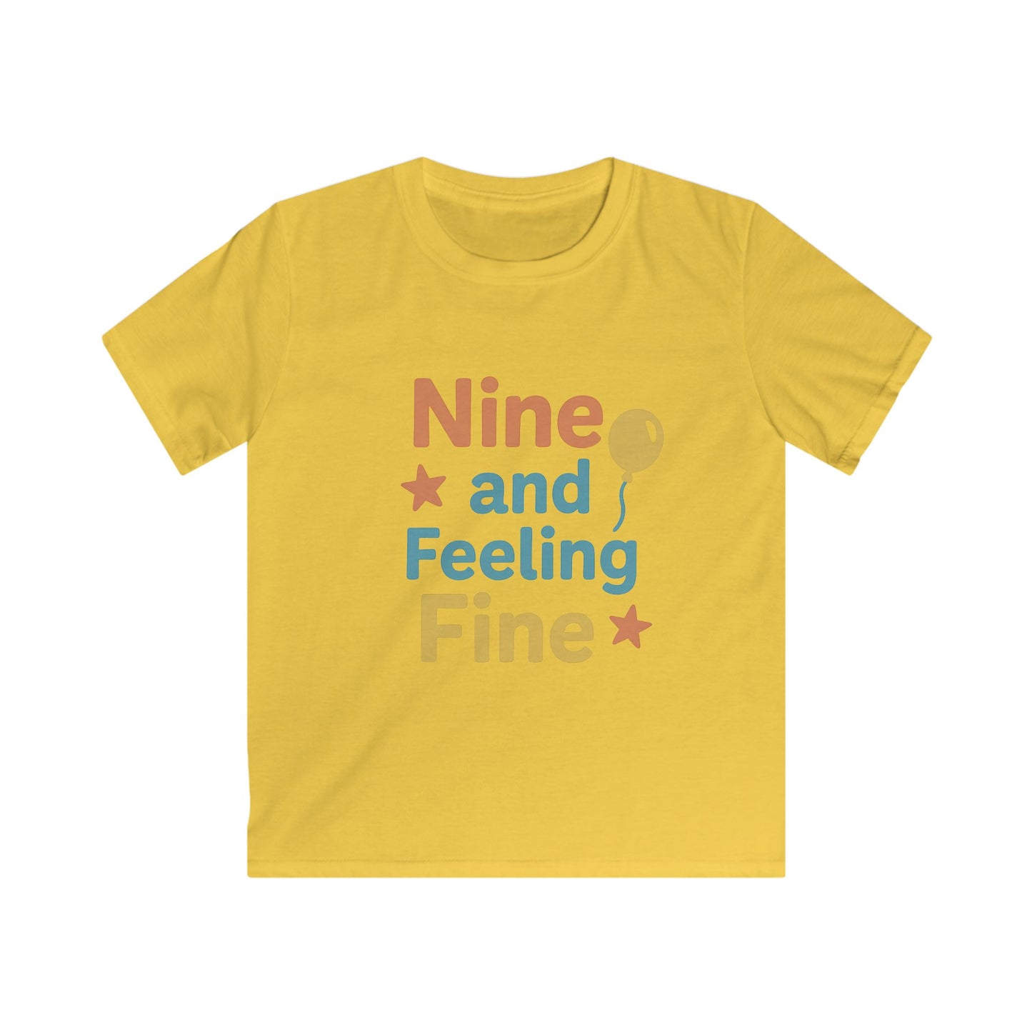 Birthday Celebration Kids Tee, Nine and Feeling Fine Shirt, Birthday Gift, Kids Apparel, Fun Casual Wear, Summer T-Shirt, Youth Tee