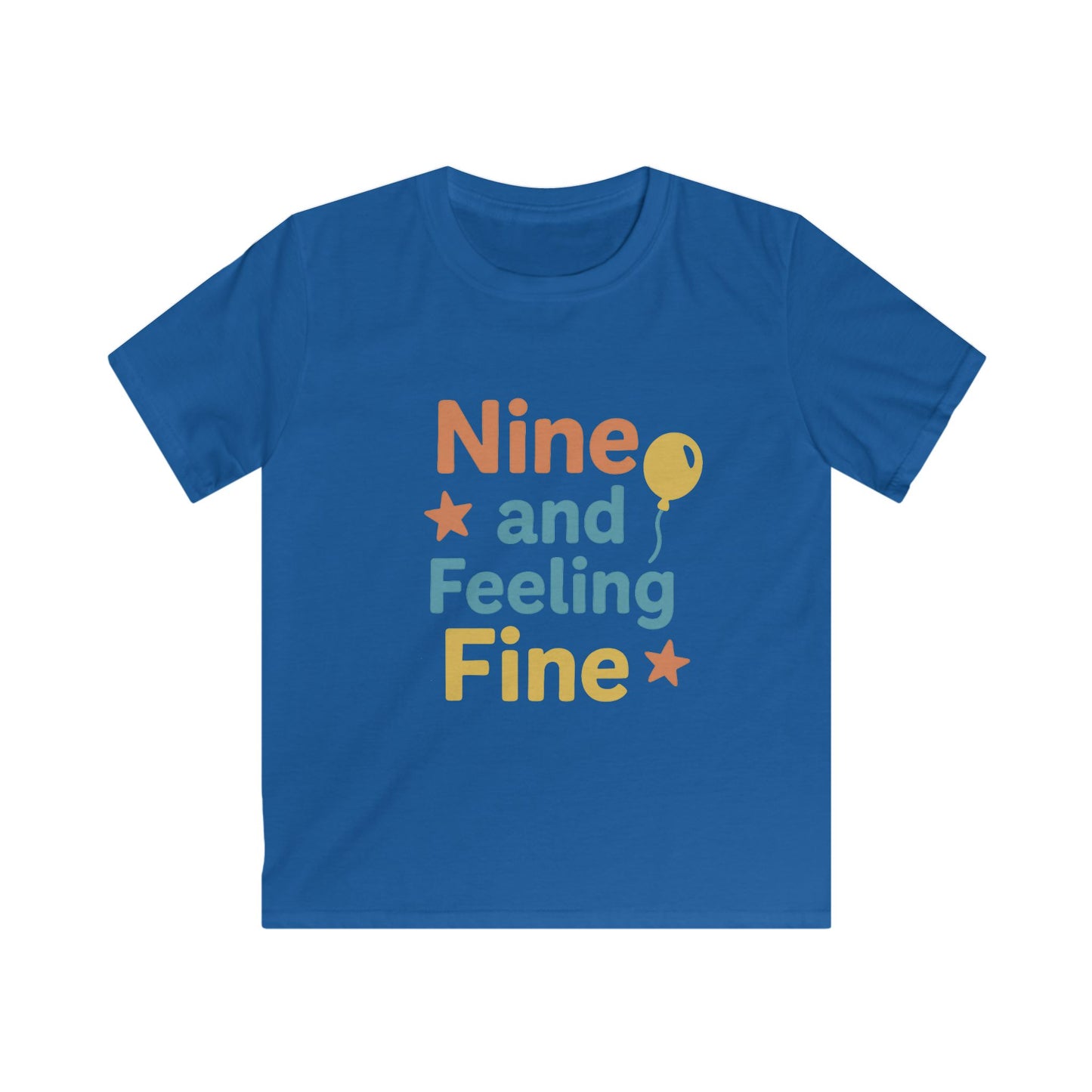 Birthday Celebration Kids Tee, Nine and Feeling Fine Shirt, Birthday Gift, Kids Apparel, Fun Casual Wear, Summer T-Shirt, Youth Tee