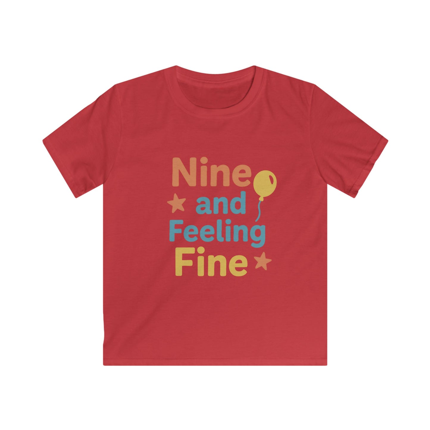 Birthday Celebration Kids Tee, Nine and Feeling Fine Shirt, Birthday Gift, Kids Apparel, Fun Casual Wear, Summer T-Shirt, Youth Tee