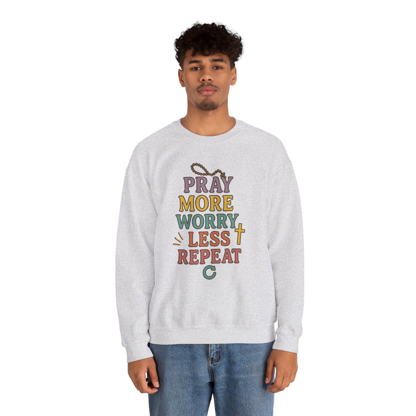 Faith-Inspired Crewneck Sweatshirt - Pray More Worry Less, Cozy Gift for Family, Religious Apparel, Inspirational Sweatshirt, Perfect [...]