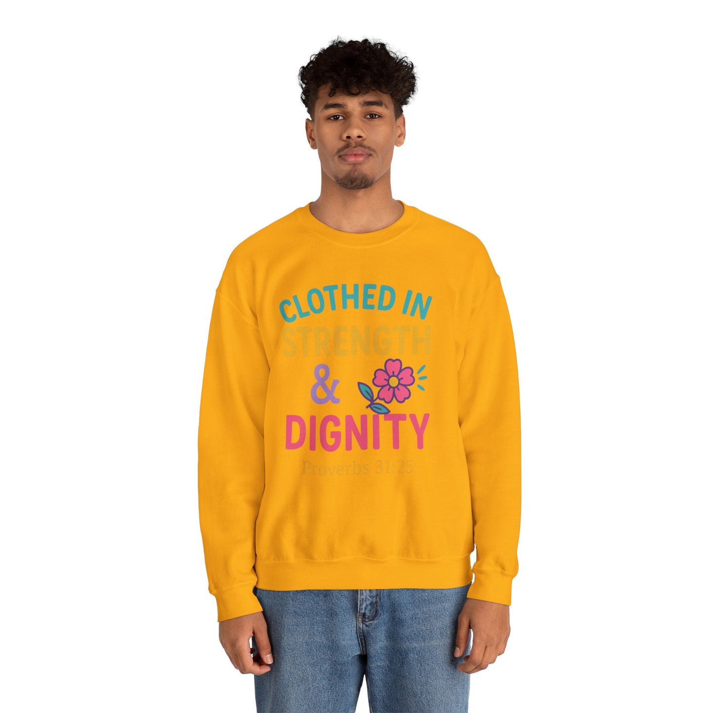 Strength & Dignity Sweatshirt for Women - Inspirational Crewneck, Perfect Gift for Moms, Birthdays, Encouragement, Proverbs 31:25