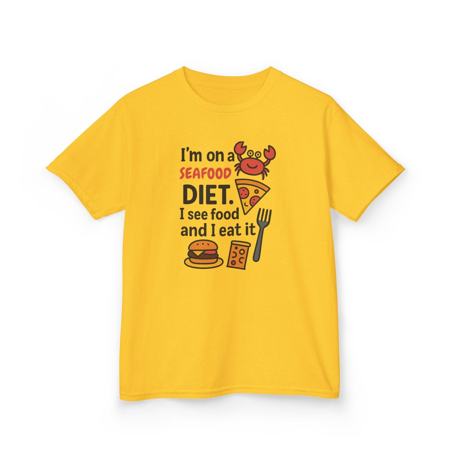 Kids Seafood Diet Tee - Fun Humor Shirt for Seafood Lovers, Birthday Gift, Cute Graphic T-Shirt, Children's Casual Wear, Party Outfit