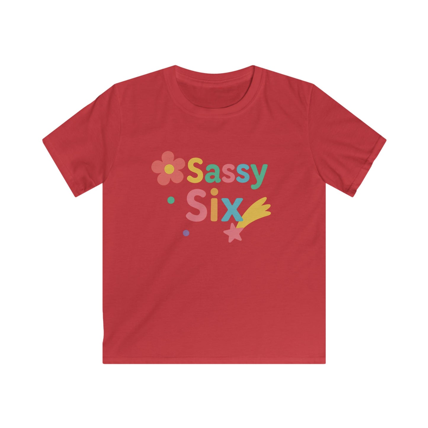 Colorful Sassy Six Kids Tee | Fun Birthday Gift, Playwear, Kids Apparel, Summer Style, Trendy Graphic Tee