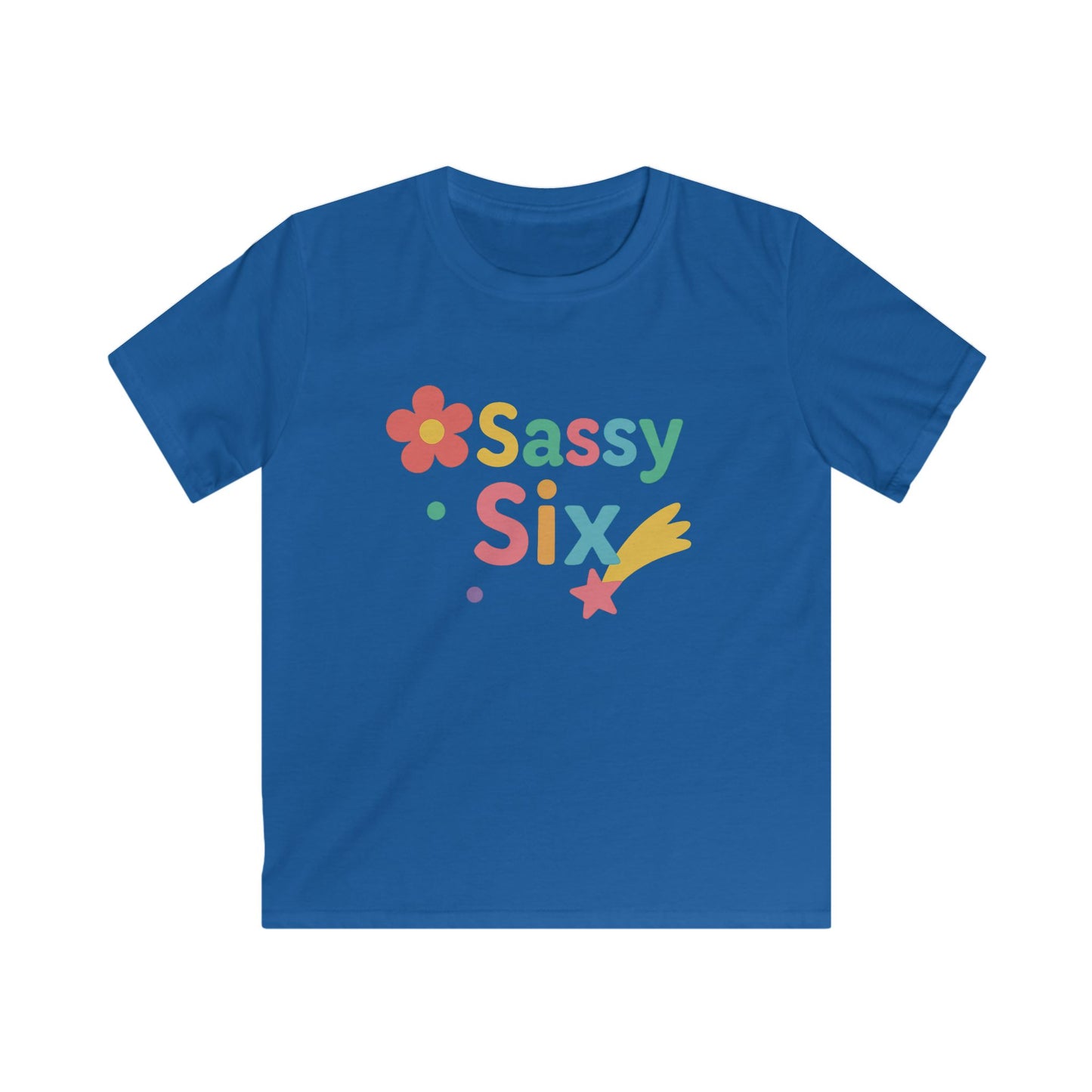 Colorful Sassy Six Kids Tee | Fun Birthday Gift, Playwear, Kids Apparel, Summer Style, Trendy Graphic Tee