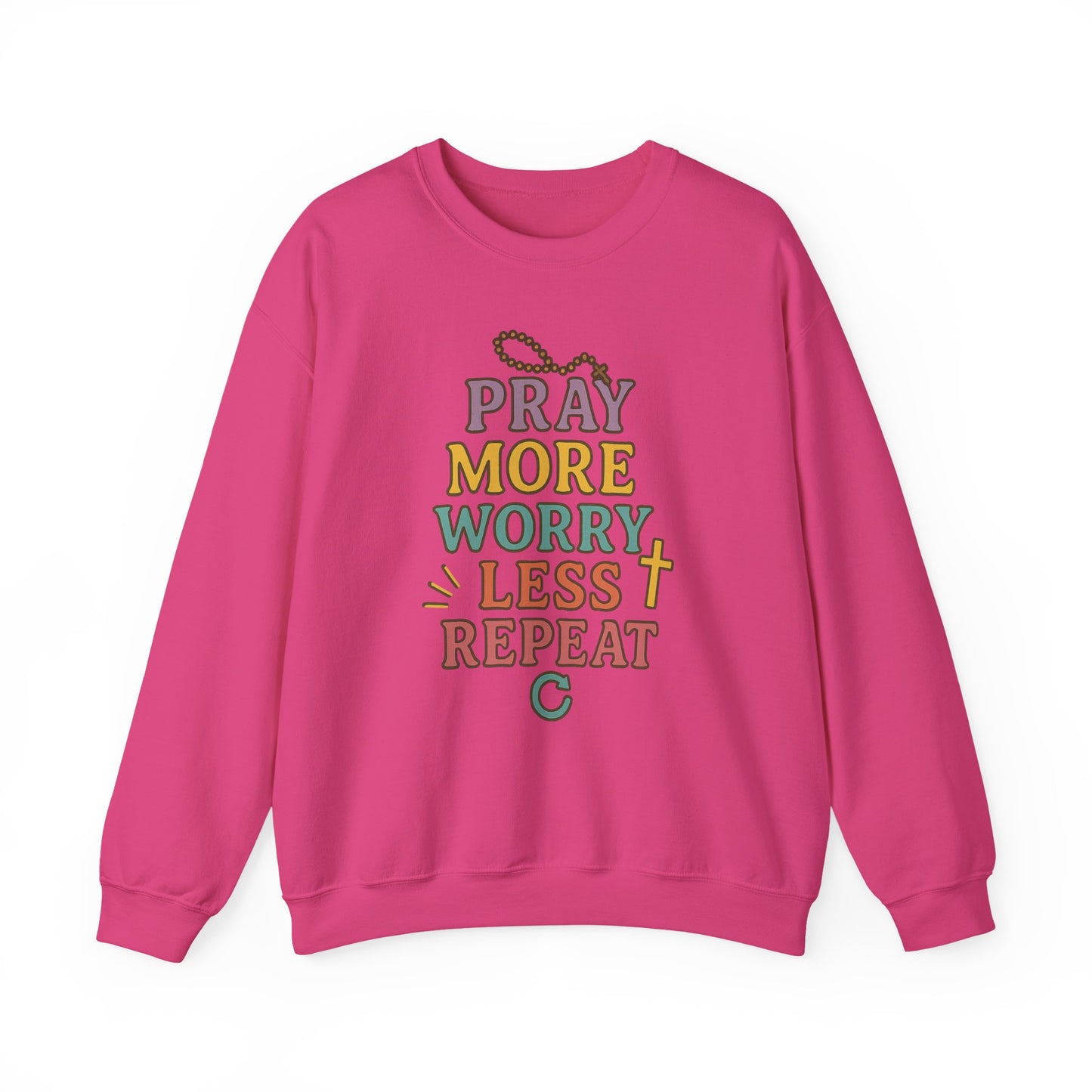Faith-Inspired Crewneck Sweatshirt - Pray More Worry Less, Cozy Gift for Family, Religious Apparel, Inspirational Sweatshirt, Perfect [...]
