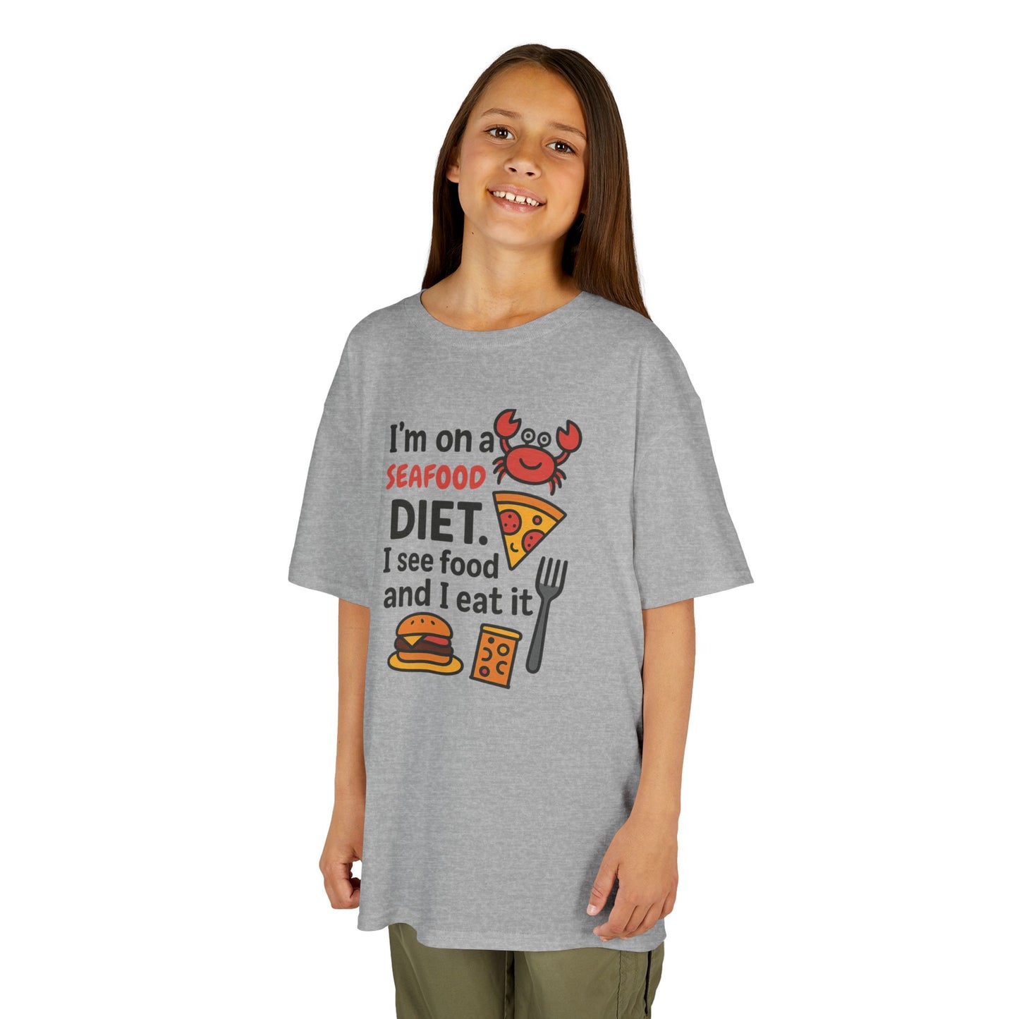 Kids Seafood Diet Tee - Fun Humor Shirt for Seafood Lovers, Birthday Gift, Cute Graphic T-Shirt, Children's Casual Wear, Party Outfit