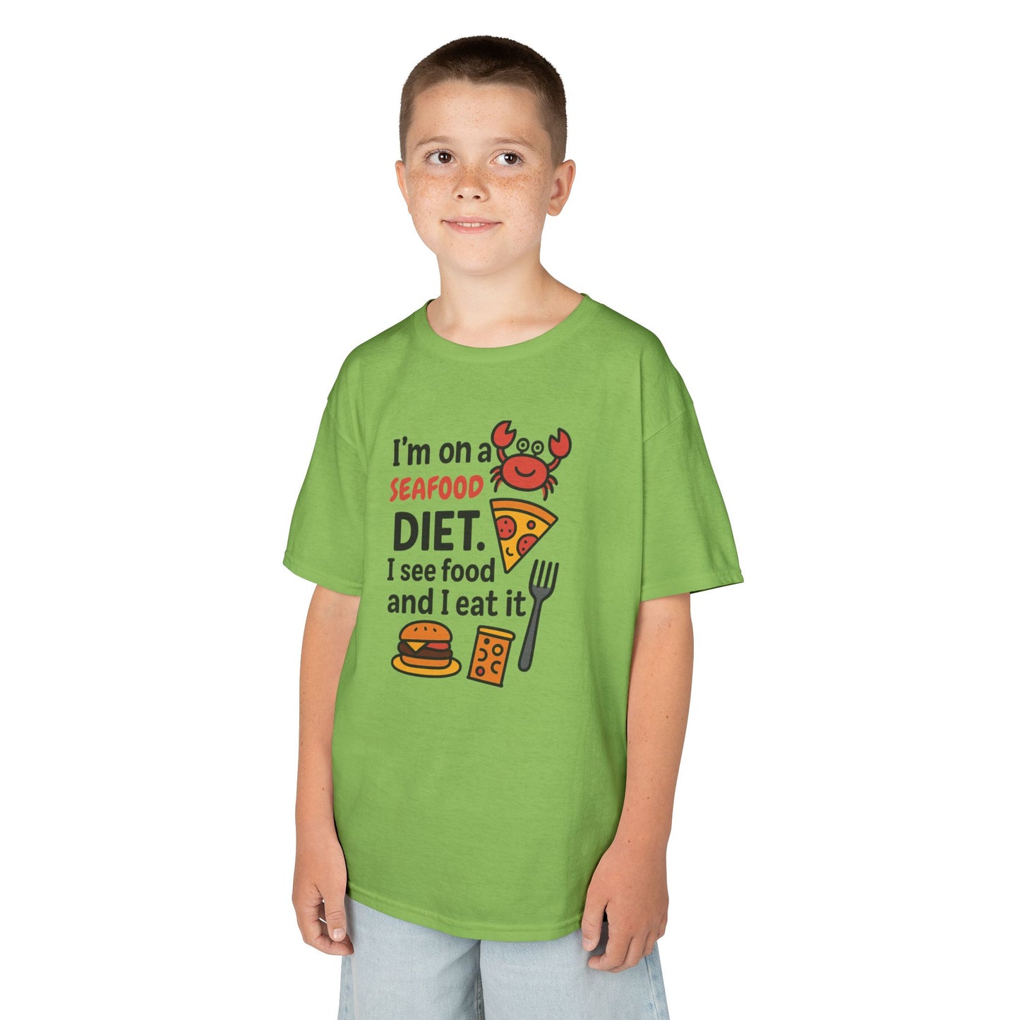 Kids Seafood Diet Tee - Fun Humor Shirt for Seafood Lovers, Birthday Gift, Cute Graphic T-Shirt, Children's Casual Wear, Party Outfit