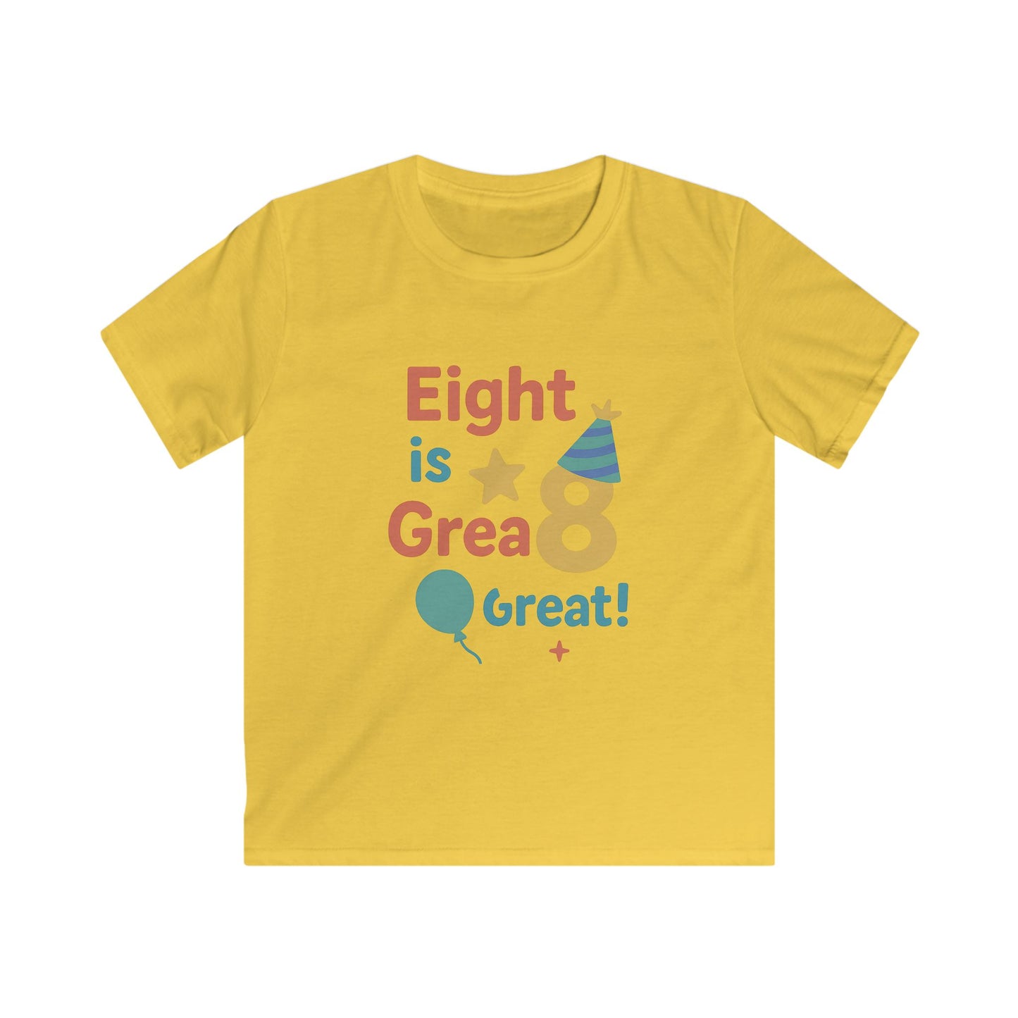Birthday Celebration Kids Tee, Eight is Great Shirt, Children's Birthday Gift, Fun Party Outfit, Cute Kids Apparel