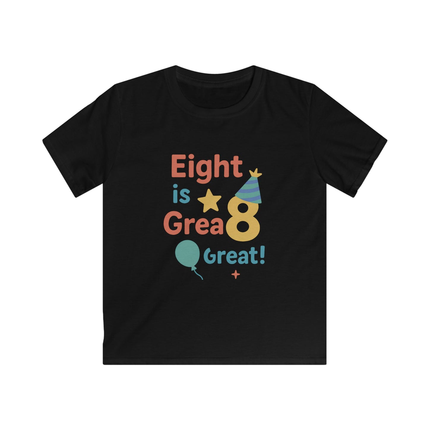 Birthday Celebration Kids Tee, Eight is Great Shirt, Children's Birthday Gift, Fun Party Outfit, Cute Kids Apparel