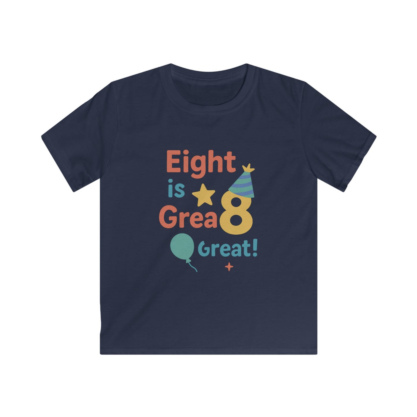 Birthday Celebration Kids Tee, Eight is Great Shirt, Children's Birthday Gift, Fun Party Outfit, Cute Kids Apparel