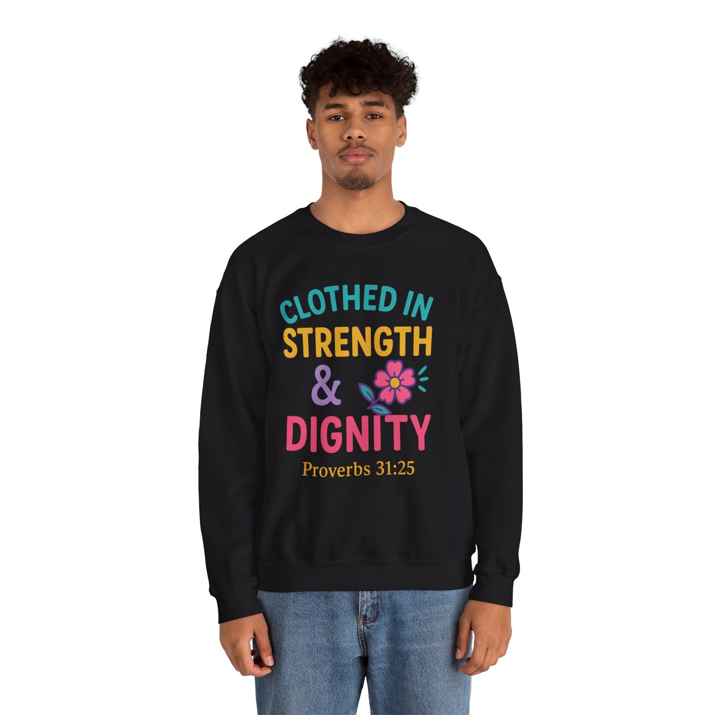 Strength & Dignity Sweatshirt for Women - Inspirational Crewneck, Perfect Gift for Moms, Birthdays, Encouragement, Proverbs 31:25