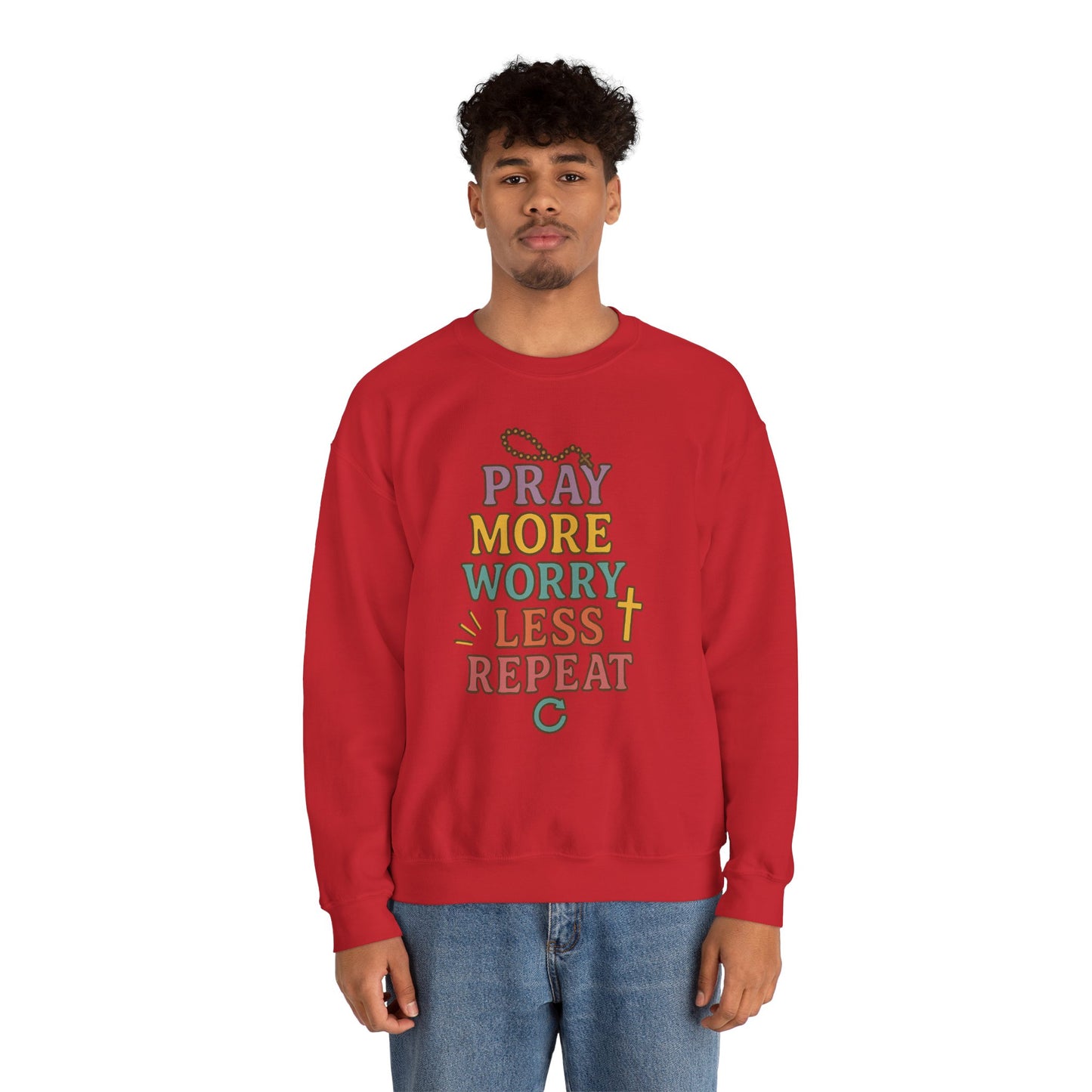 Faith-Inspired Crewneck Sweatshirt - Pray More Worry Less, Cozy Gift for Family, Religious Apparel, Inspirational Sweatshirt, Perfect [...]