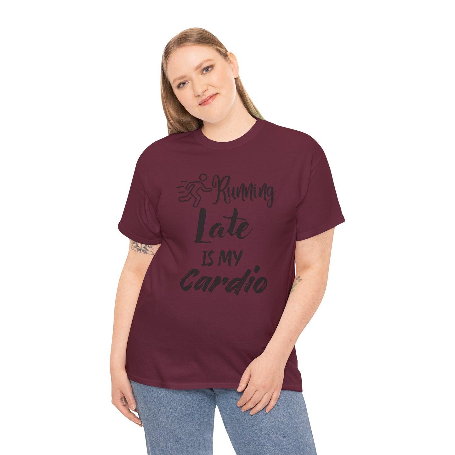 Running Late Is My Cardio Unisex Heavy Cotton Tee