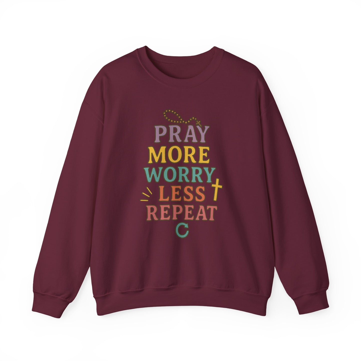 Faith-Inspired Crewneck Sweatshirt - Pray More Worry Less, Cozy Gift for Family, Religious Apparel, Inspirational Sweatshirt, Perfect [...]